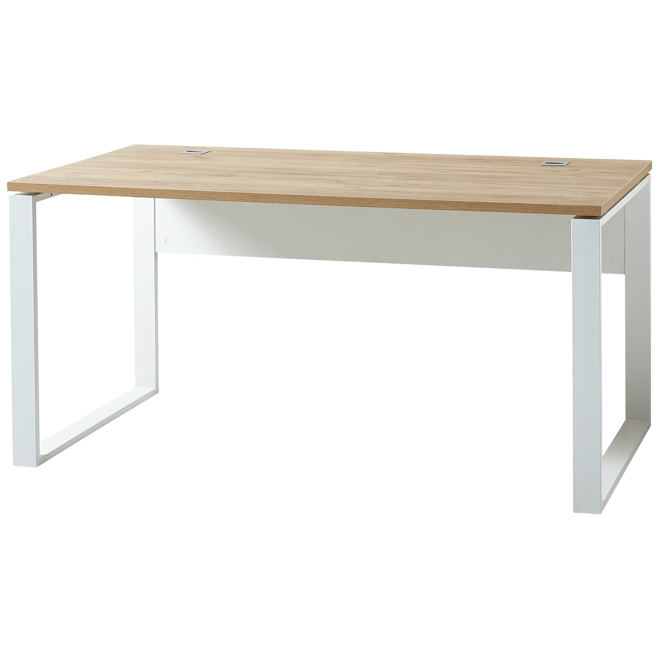 bümö Schreibtisch Homy, Homeoffice Bürotisch 158x79 cm in Weiß-Eiche