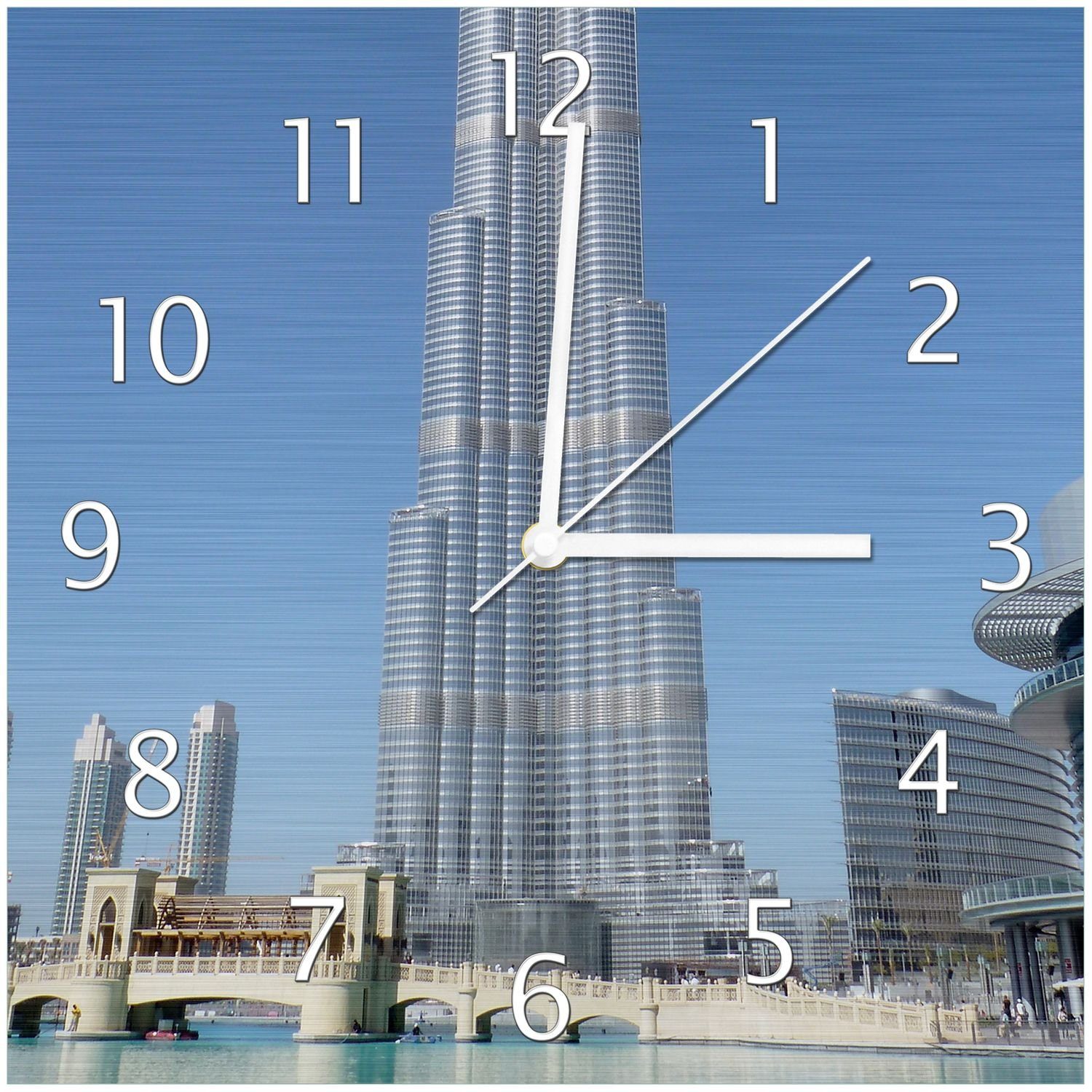 Wallario Wanduhr Wolkenkratzer in Dubai (Aluverbunduhr)