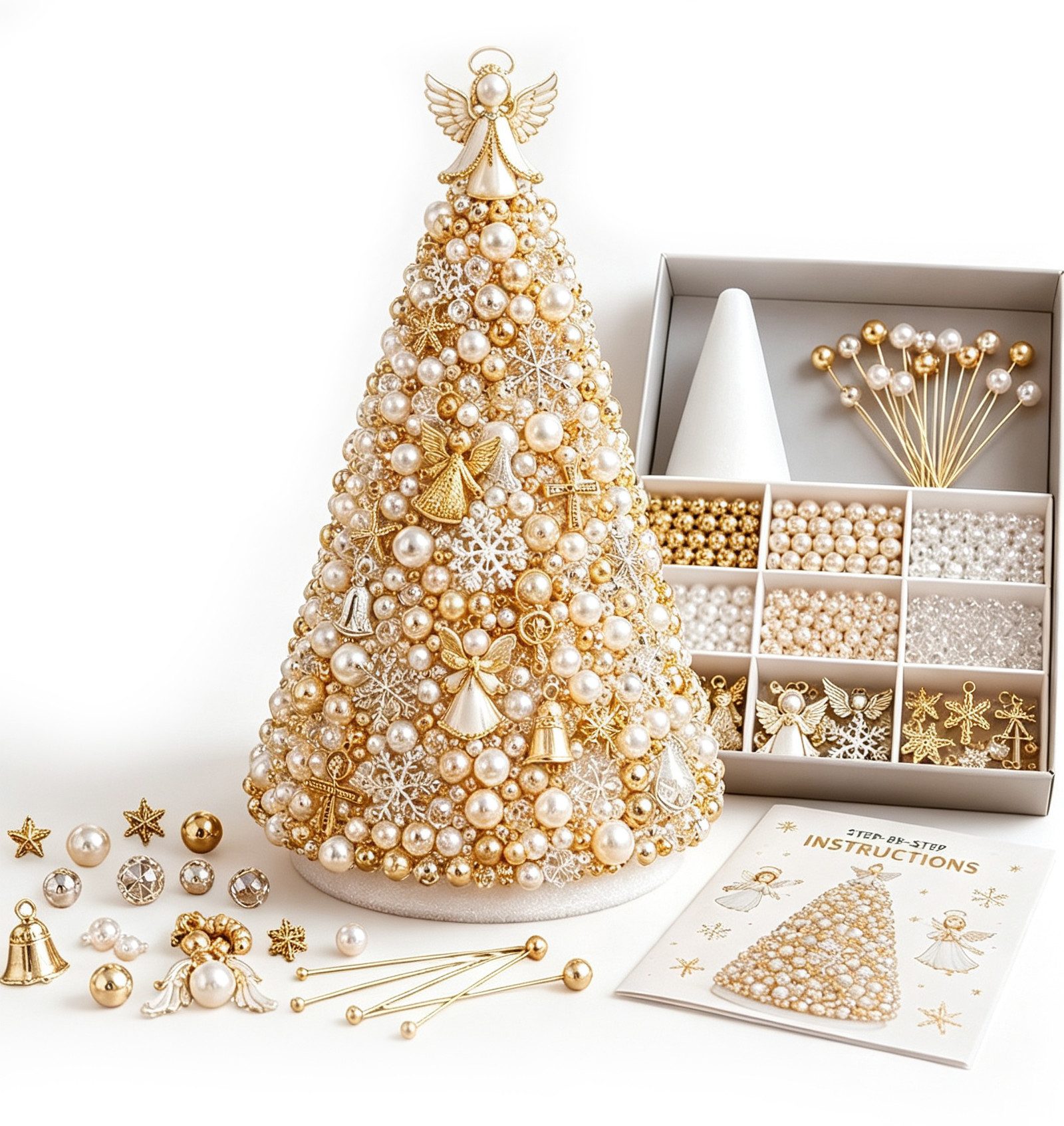 CLTYQ Kreativset DIY-Kreativset für einen Perlen-Weihnachtsbaum, Weihnachtsdeko zum Selbermachen für Erwachsene und Kinder