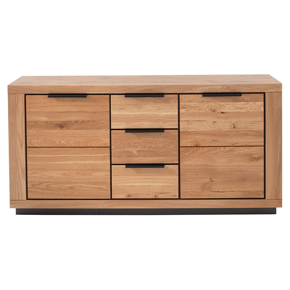 Lomadox Sideboard GIUSTINO-06, Eiche teilmassiv geölt, Massivholzfronten, 163cm breit