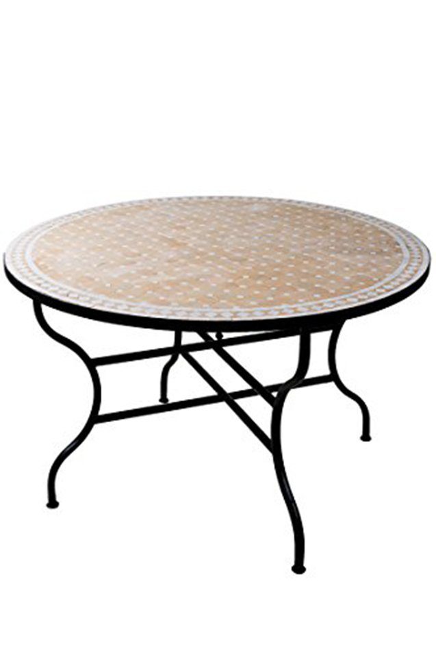 Marrakesch Orient & Mediterran Interior Gartentisch Marokkanischer Mosaiktisch Marrakesch 120cm, Handarbeit, Handarbeit