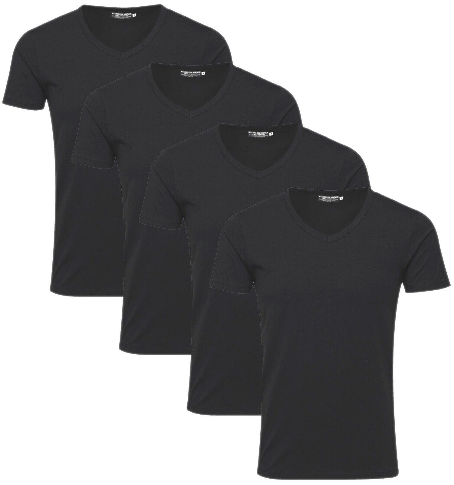 Mix Set, T-Shirt & Basic (Spar mit Jones Jack V-Ausschnitt Shirts, Black 4er-Pack) 4er