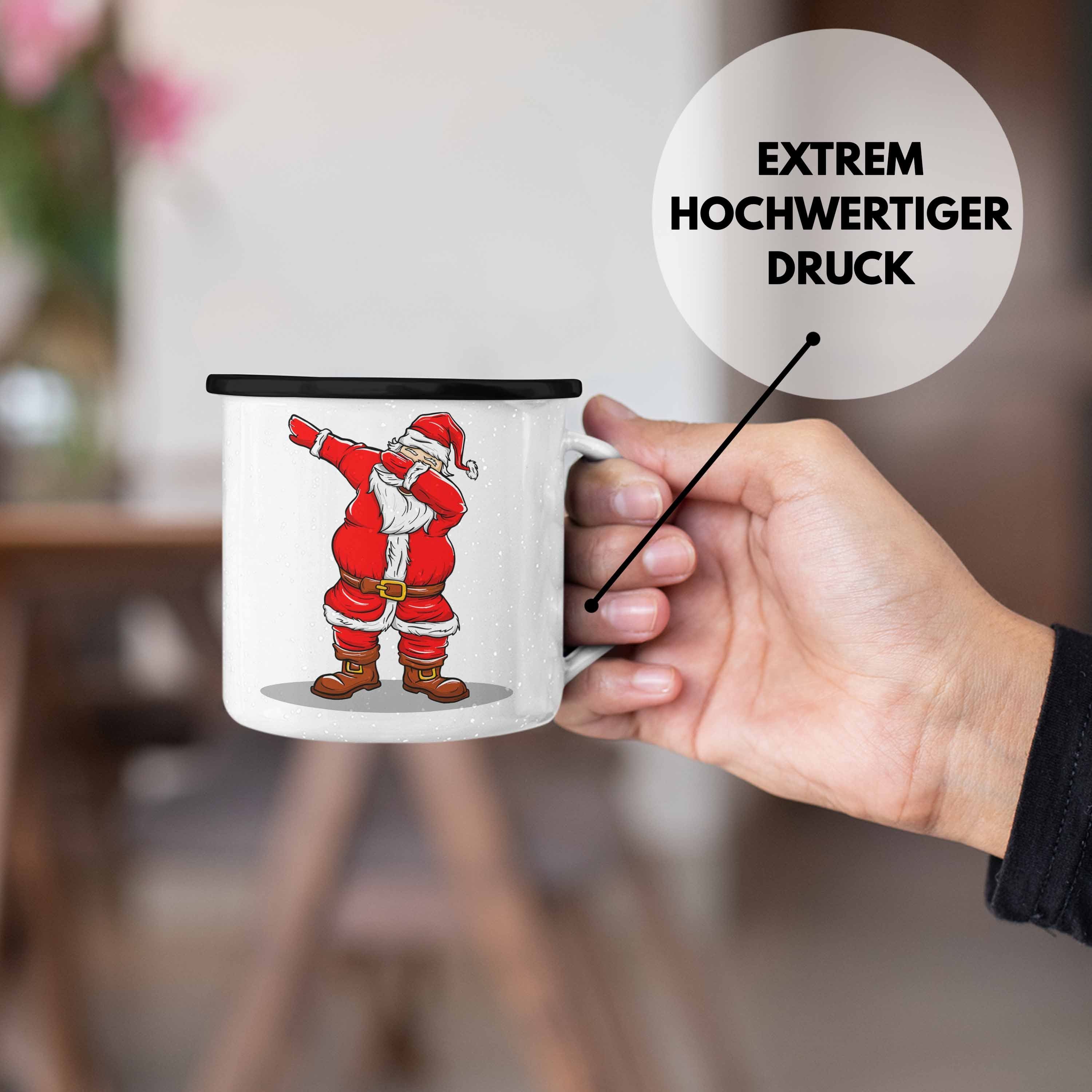 Mädchen Tasse Tasse Thermotasse Schwarz Weihnachten Cute Lebkuchen Geschenk Trendation Jungs - Lustig Kinder für Trendation Grafik Becher Weihnachtsmann Jungen Emaille WeihnachtsEmaille