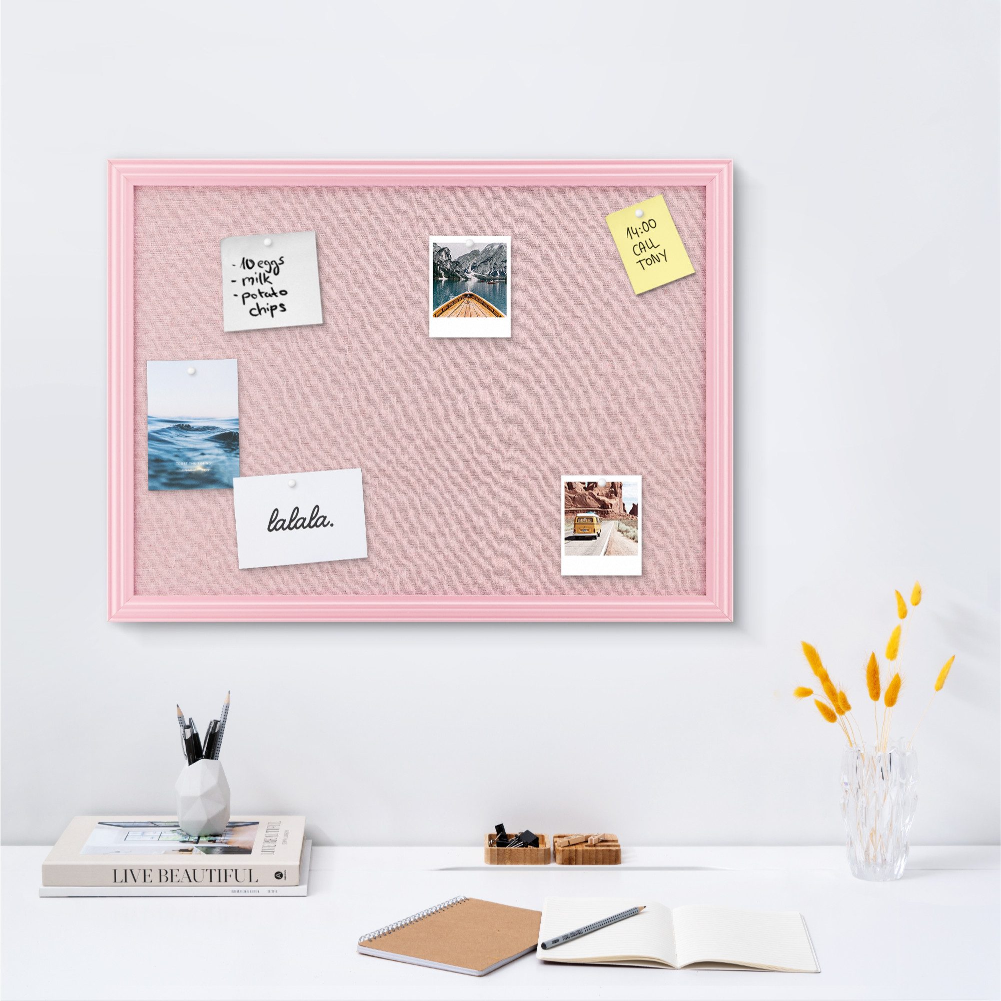Navaris Memoboard Memoboard mit Leinenoberfläche - Memoboard 58x43 cm mit Pinnwand, (1-tlg)