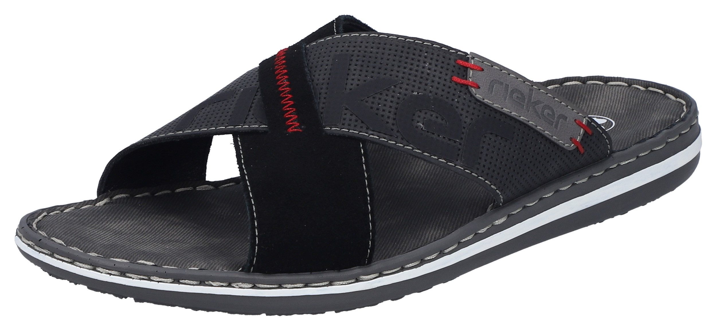 Rieker Pantolette Sommerschuh, Schlappen, Poolslides, mit Kontraststeppung