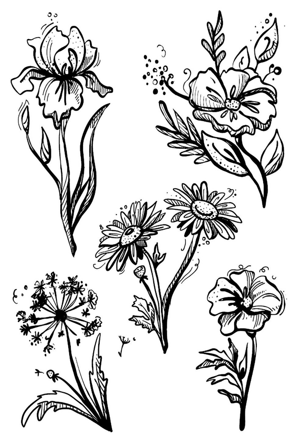 VBS Stempel Silikonstempel Blumen, 6 Stück