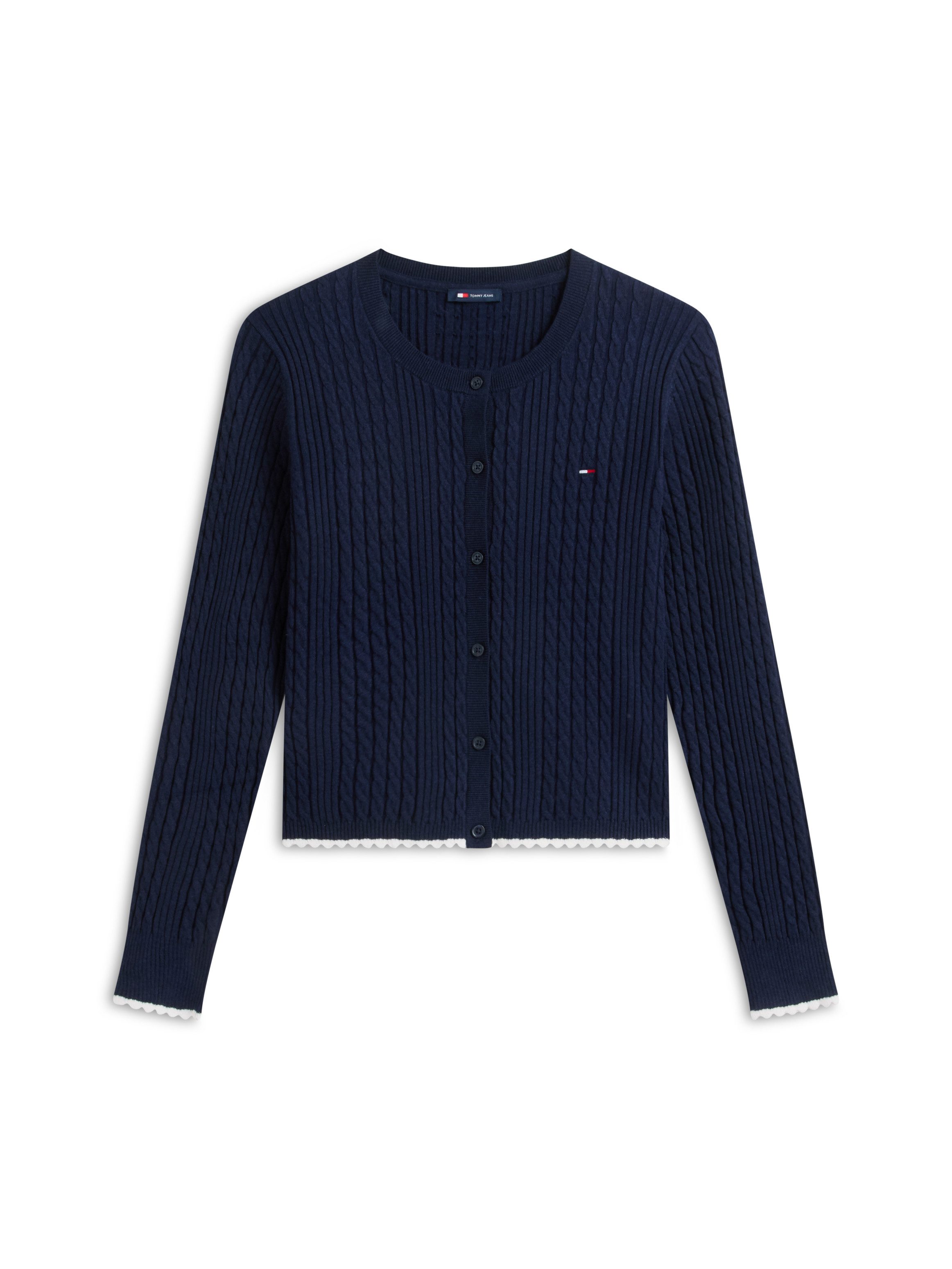 Tommy Jeans Strickjacke TJW CABLE CREW NECK CARDIGAN EXT Viskosemischung, mit Zopfmuster – Bild 5 von 5