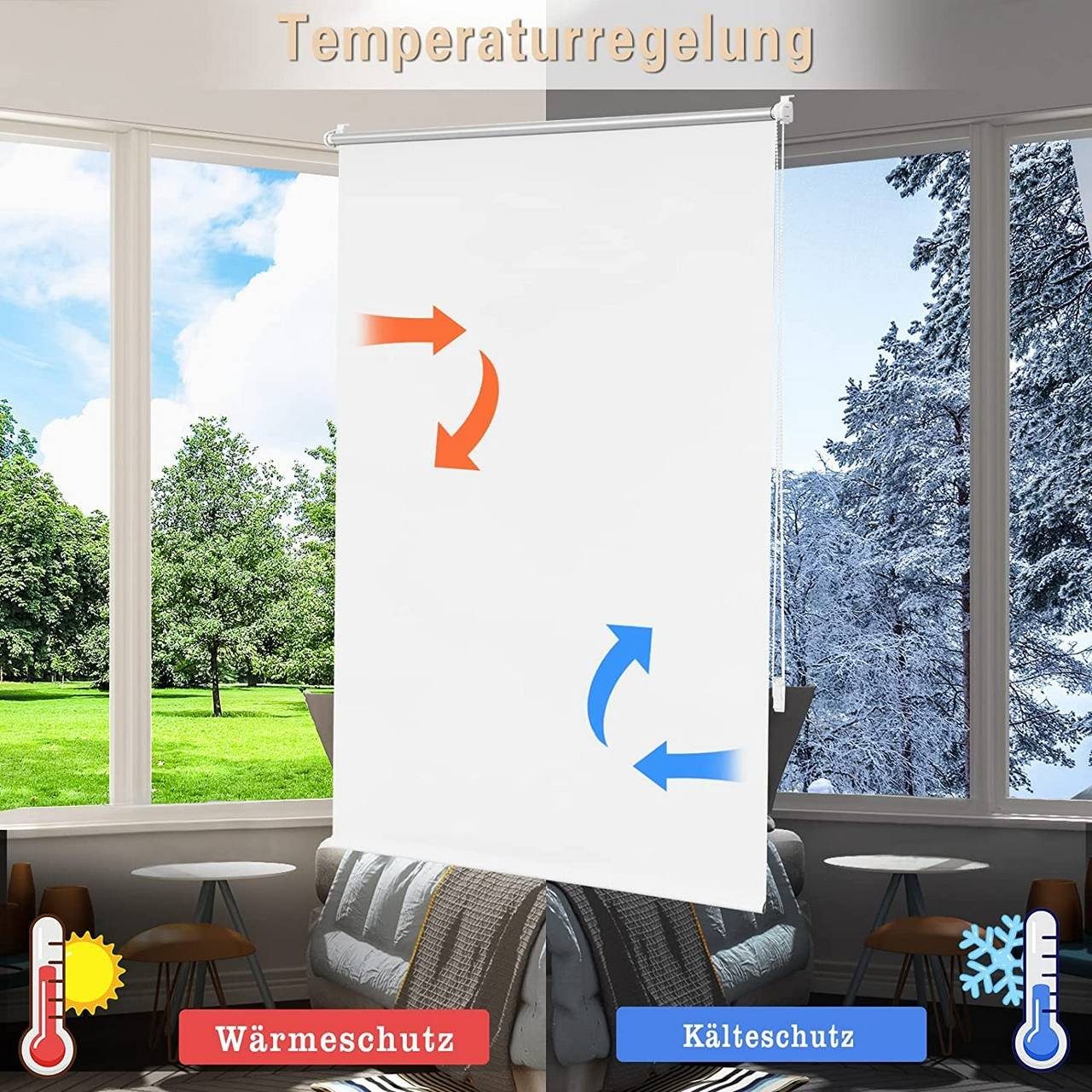 Verdunklungsrollo, Woltu, verdunkelnd, verspannt, Klemmfix, ohne Bohren easyfix