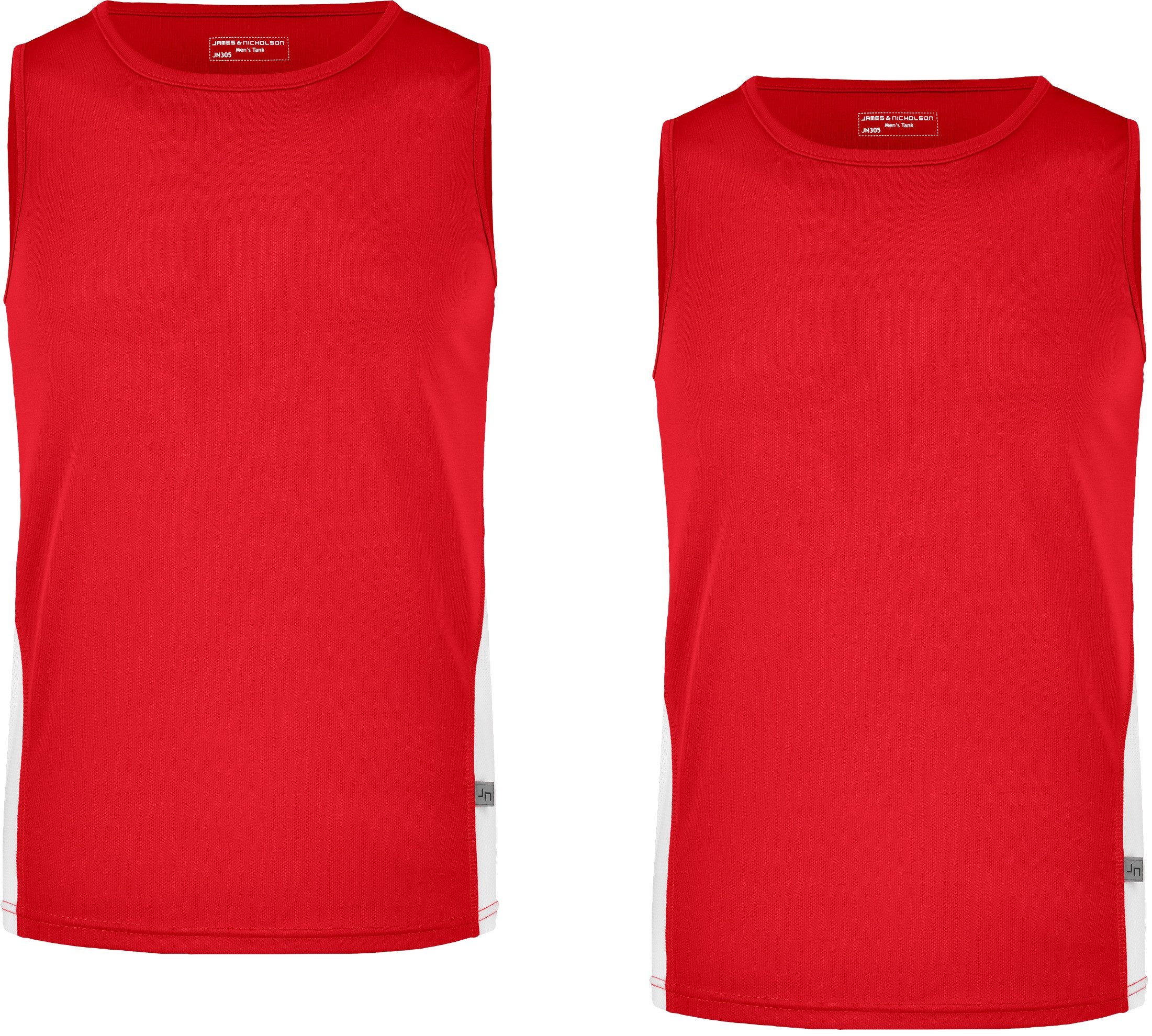 James & Nicholson Lauftop Doppelpack Herren Lauftop Topcool Tanktop mit Rundhalsausschnitt JN305 (Doppelpack, 2er-Pack) Atmungsaktiv, feuchtigkeitsregulierend und schnell trocknend