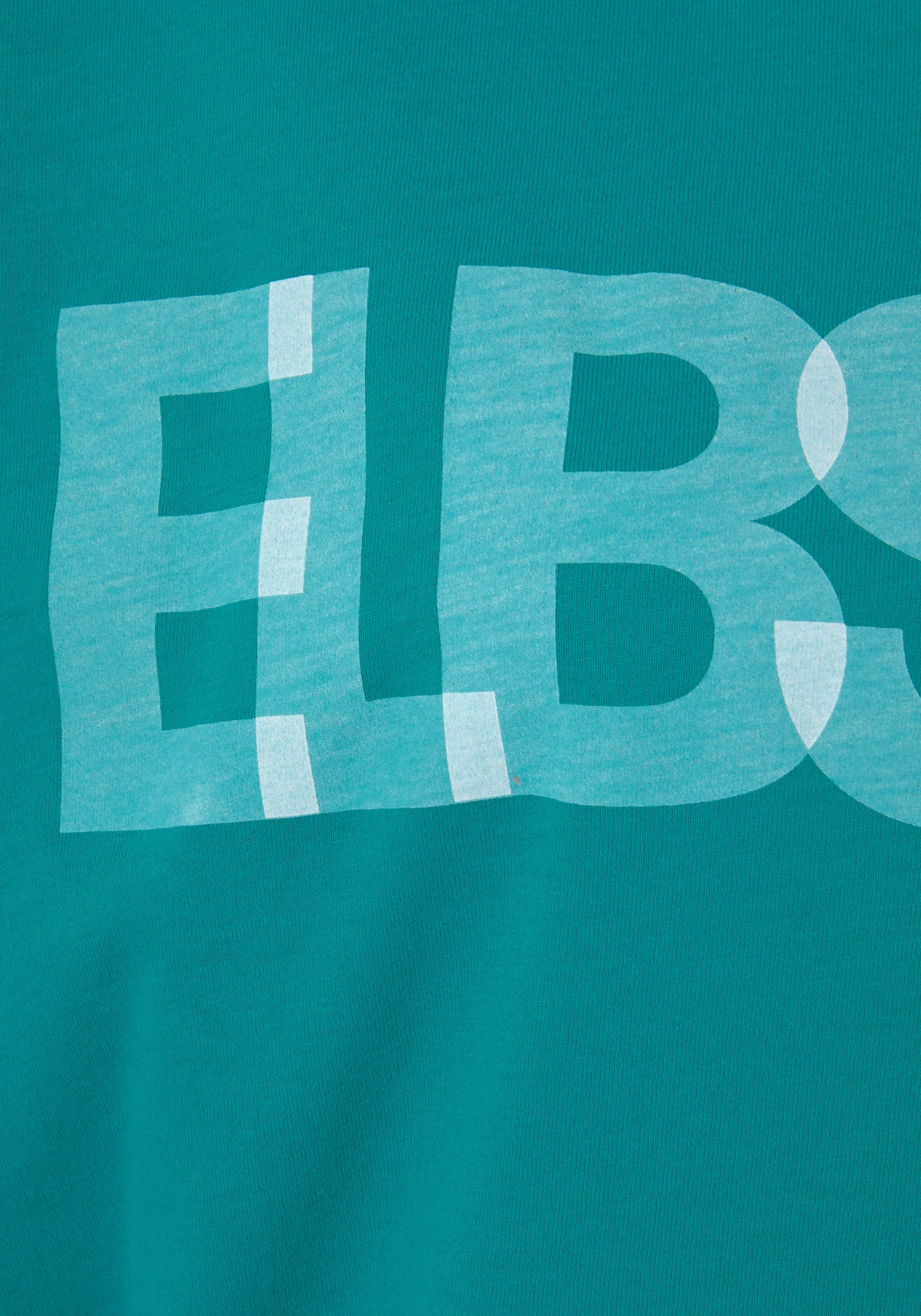 Elbsand 3/4-Arm-Shirt mit Logodruck, Baumwoll-Mix, teal Passform lockere seaweed