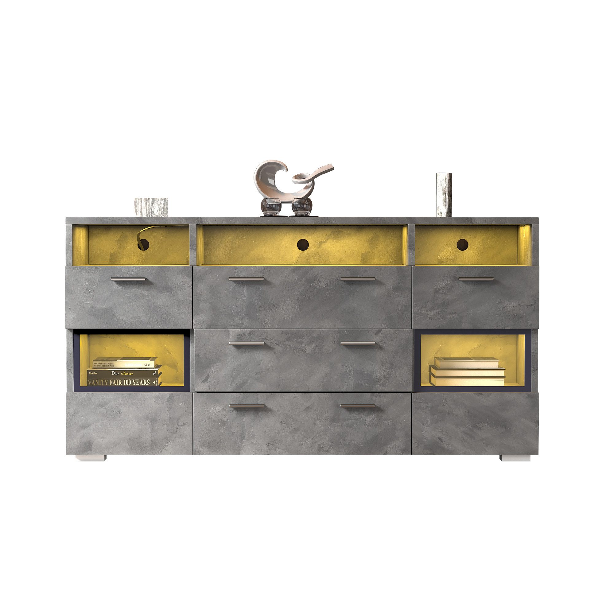 ANYSUN Sideboard Modernes, 2 Türen, 3 Schubladen plus offener Stauraum (Set, 1er set), Breite 120cm