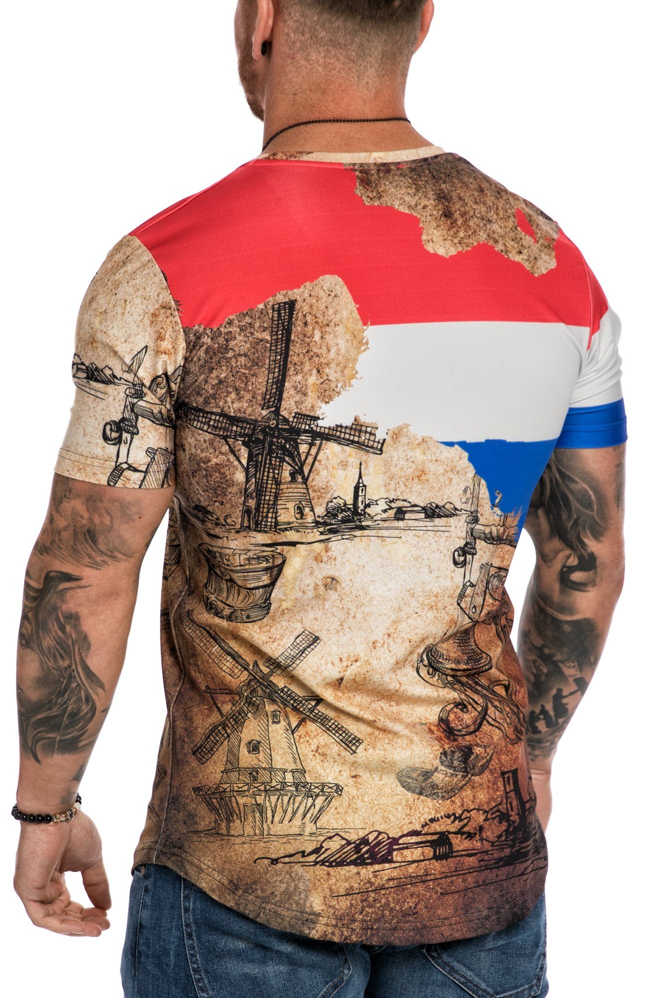 REPUBLIX T-Shirt EMWM Herren WM Rundhalsausschnitt Holland EM Oversize Shirt Länder Crew mit Neck