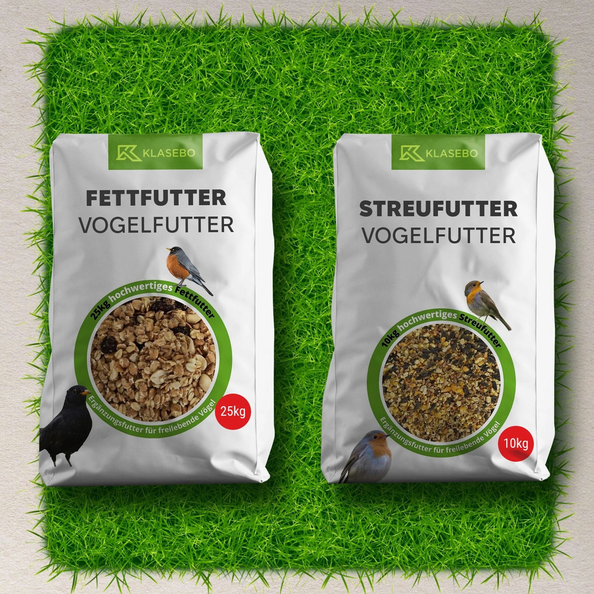 Boni-Shop Vogelfutter 35kg Mega-Set: Streufutter 10kg + Fettfutter-Mischung, für: Vogel, 25kg für Wildvögel