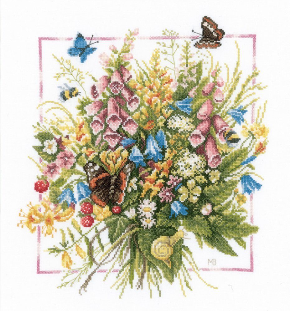 Lanarte Kreativset Lanarte PN-0144571 Sommerstrauss Kreuzstichpackung, (Set, embroidery Kit), Made in Europa