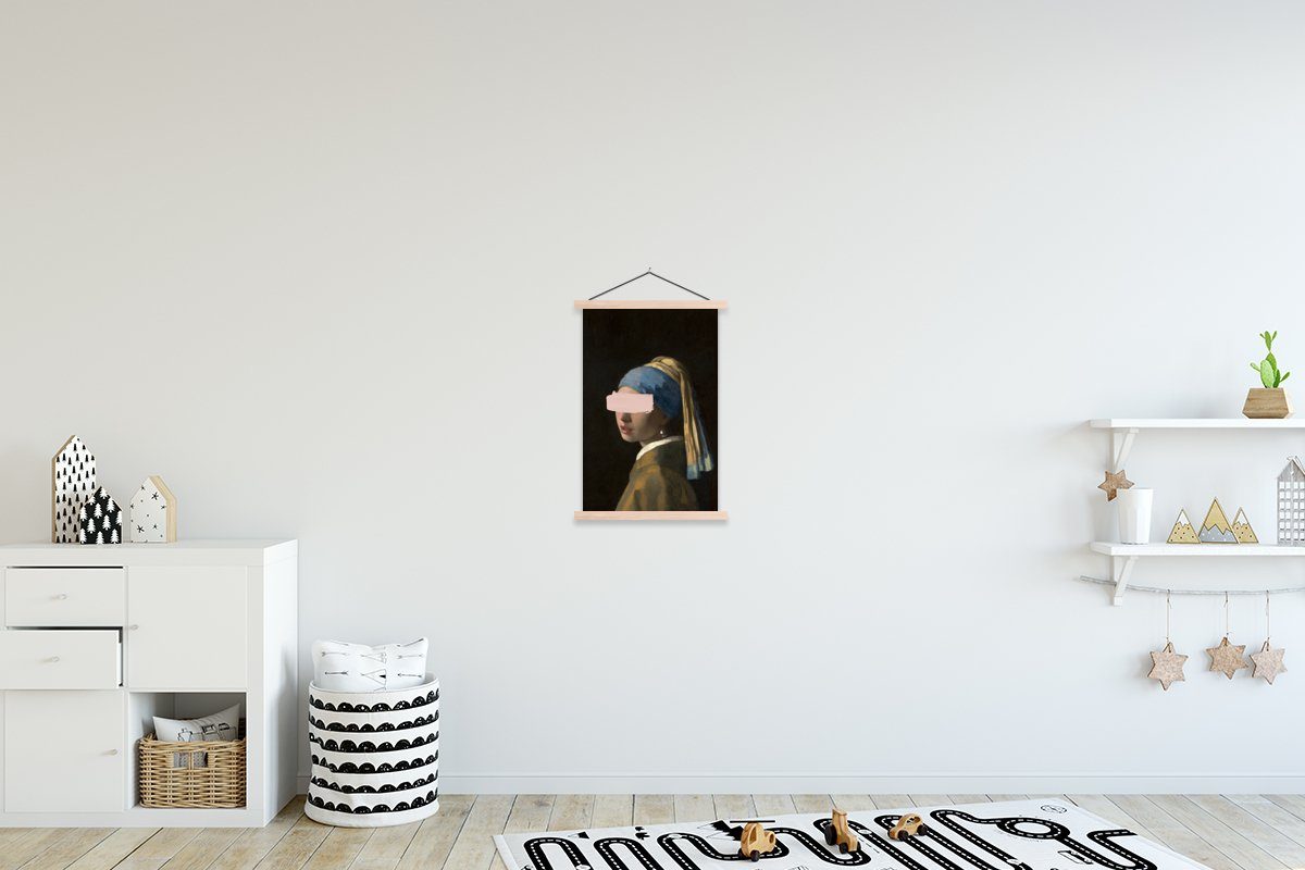 MuchoWow Poster Mädchen mit Perlenohrring - Johannes Vermeer - Pastell, (1 St), Posterleiste, Textilposter für Wohnzimmer, Bilderleiste, Magnetisch