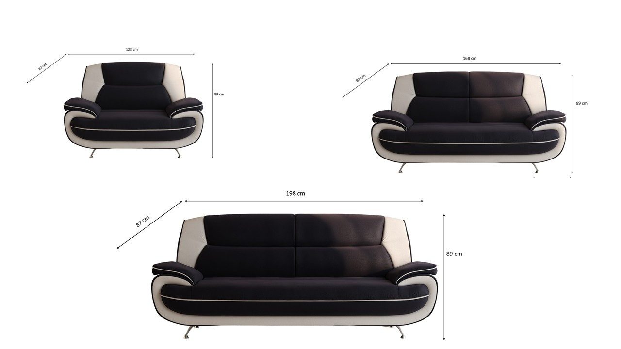 Kaiser Möbel Loungeset Wohnzimmer-Set 3-2-1 modern, Kunstleder Soft, PALERMO, (3-2-1, Wohnzimmer-Set 3-2-1), ergonomisch geformte Rückenlehnen großzügige Sitzflächen