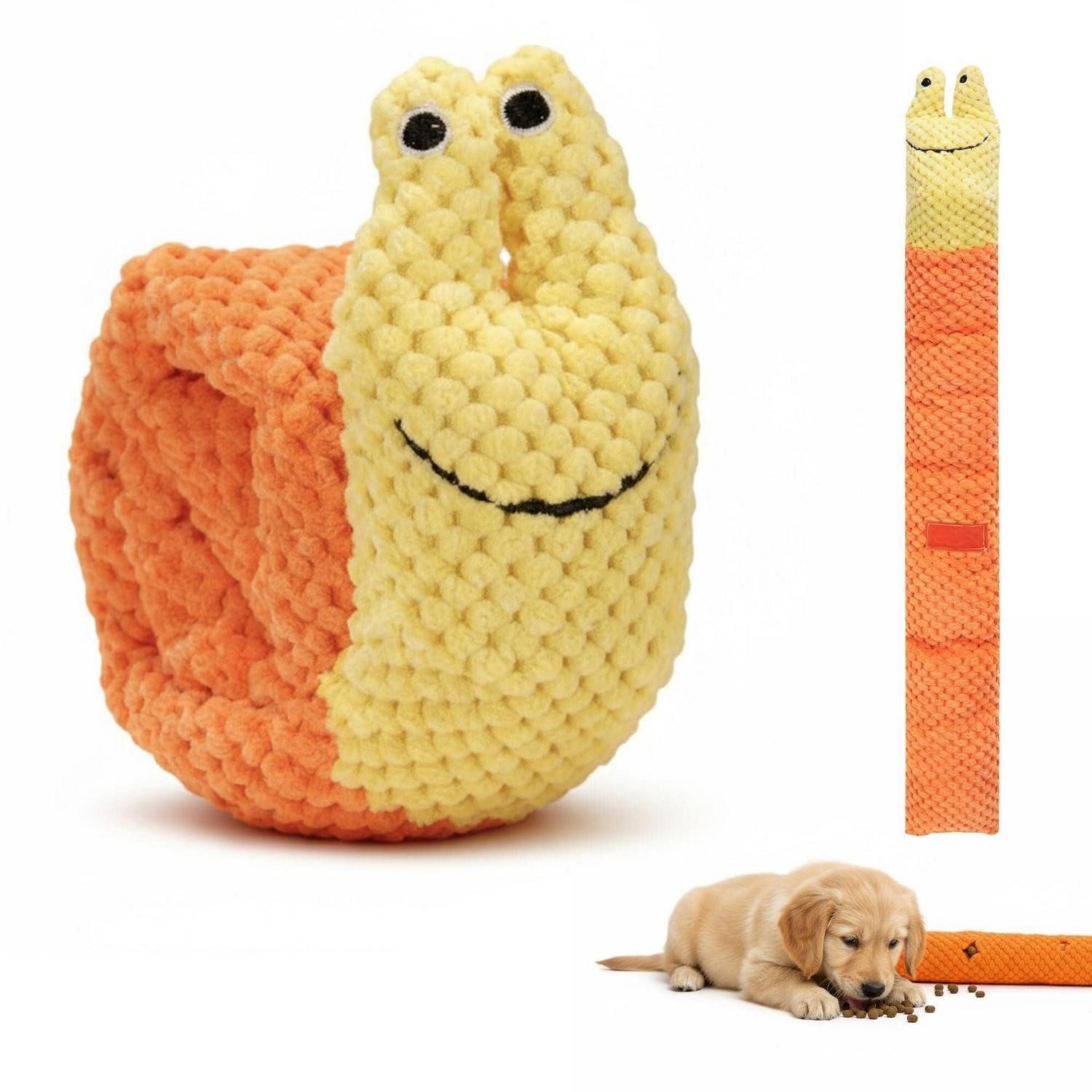 LuxusKollektion Schnüffelteppich Hundespielzeug Schnecke Quietschend Gelb, Textil