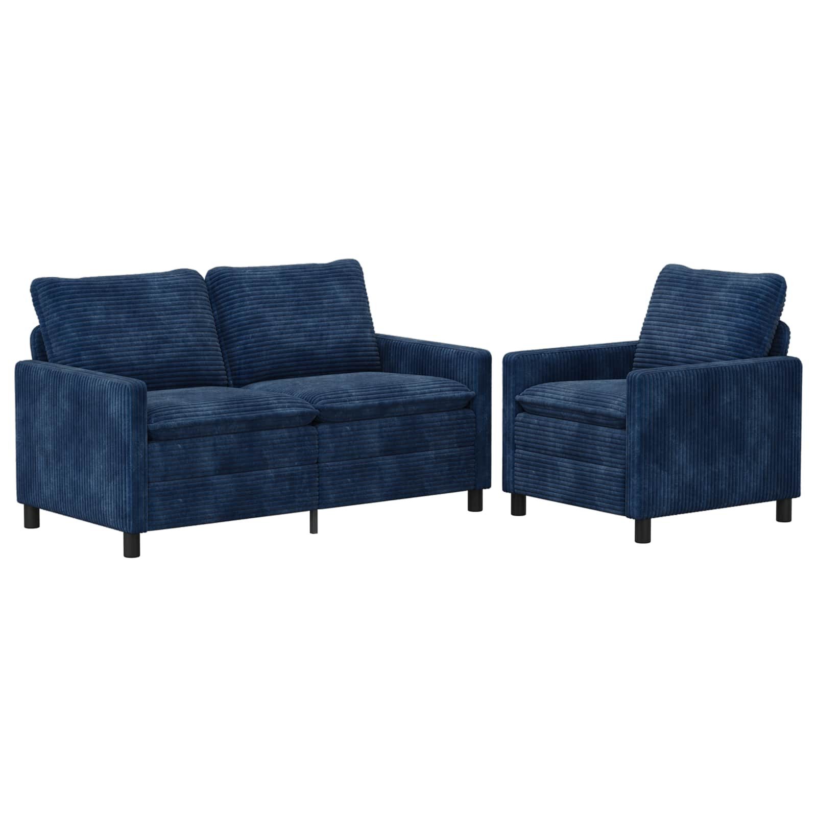 vidaXL Sofa Sofa Set 2 stk. Marineblau Polyester, 2 Teile, Sofa Set 2 stk. Marineblau Polyester