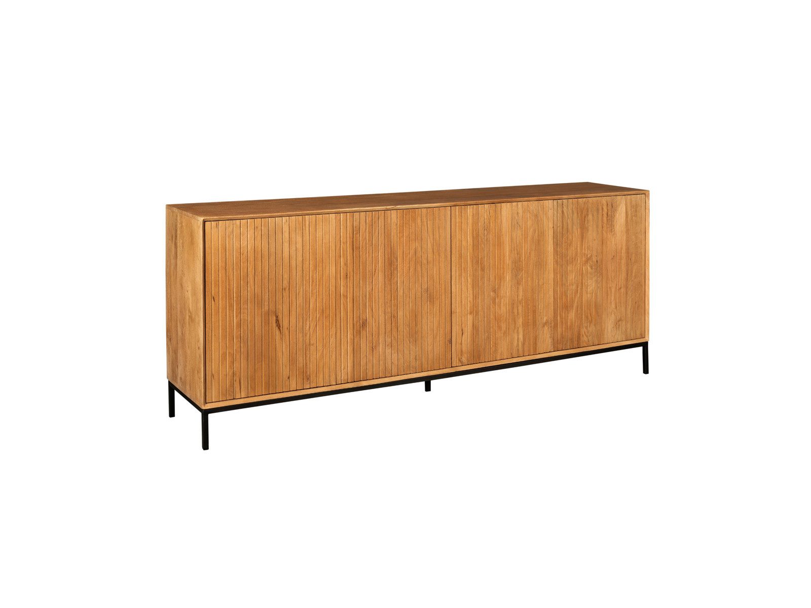 Villa Möbel Sideboard (Packung, 1 St., 1 St. Sideboard), Mangoholz Lamellen-Design, grifflos und Druckpunkt-Automatik