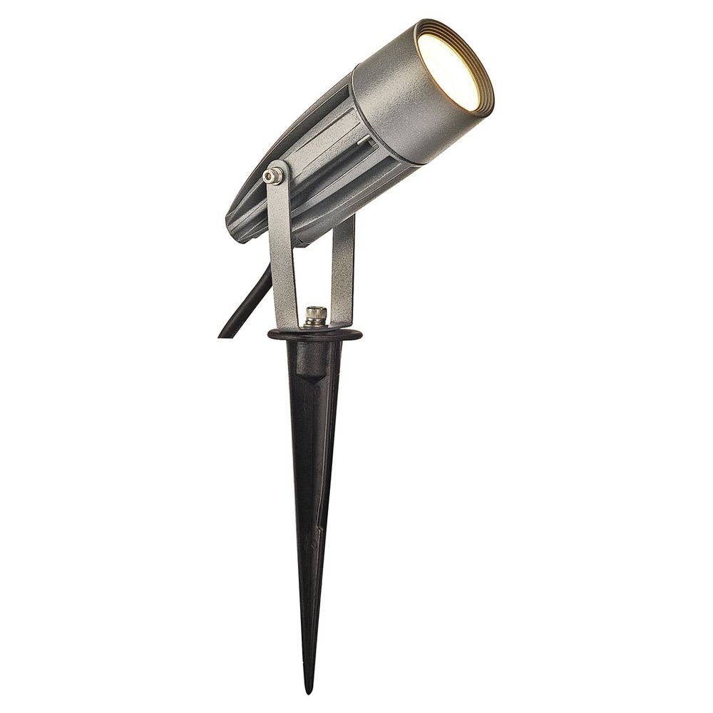 SLV LED Gartenstrahler LED Erdspießleuchte Syna, 3000 K, warmweiß, silbergrau, keine Angabe, Leuchtmittel enthalten: Ja, fest verbaut, LED, warmweiss, Außenstrahler