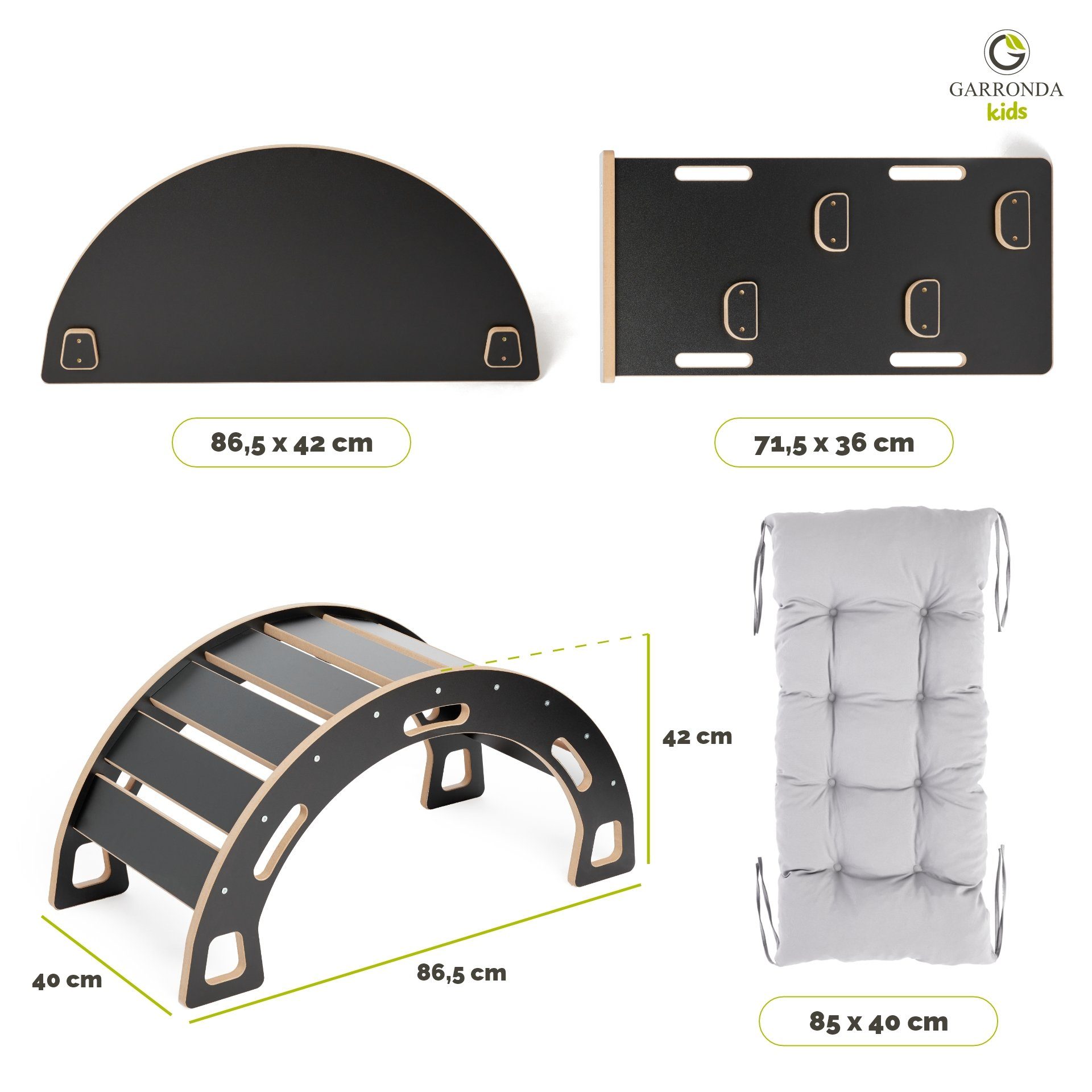 Garronda Klettergerüst Kletterbogen mit Rutsche Tischplatte und Kissen Mont günstig online kaufen