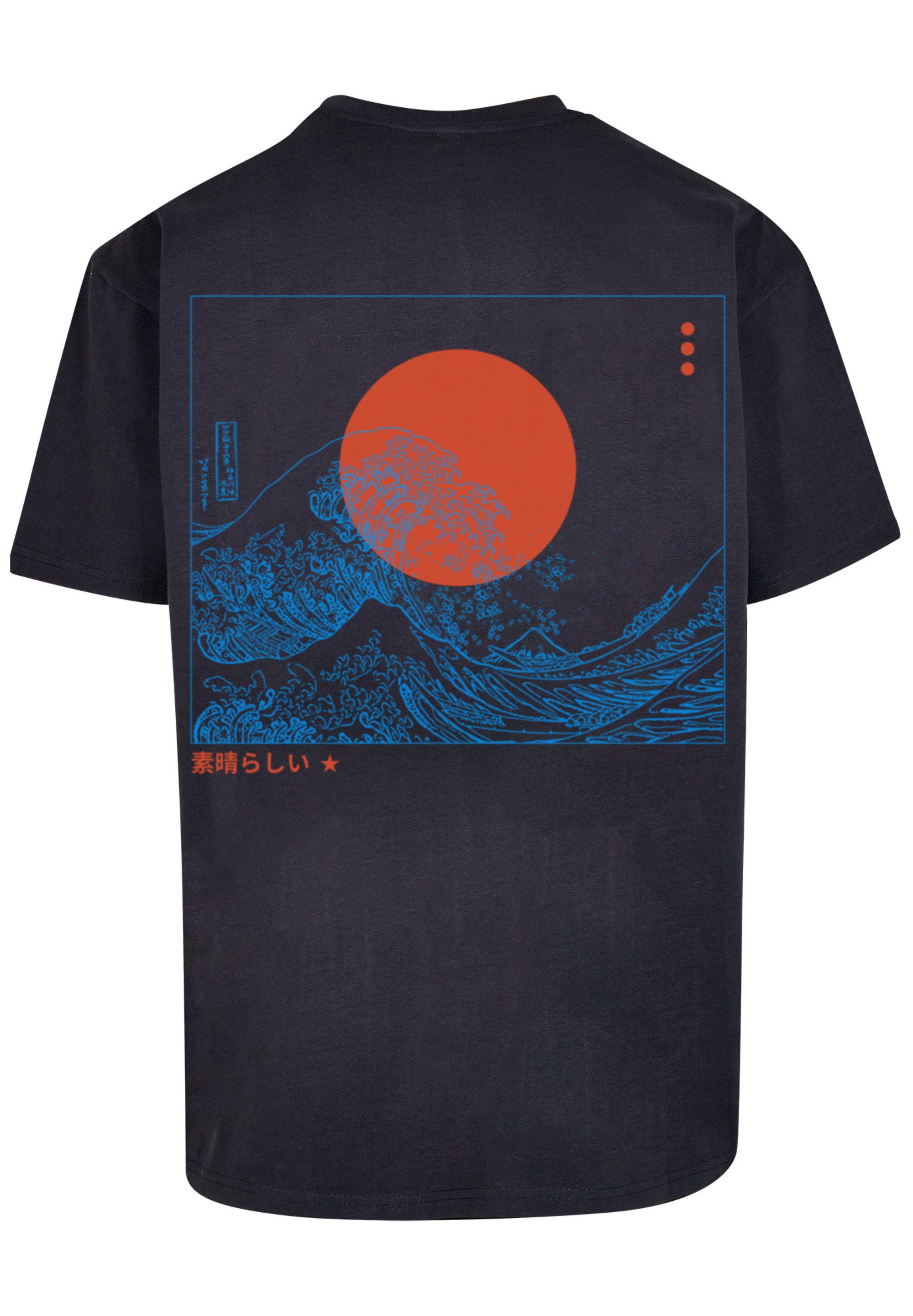 Print T-Shirt F4NT4STIC Japan Kanagawa Welle navy