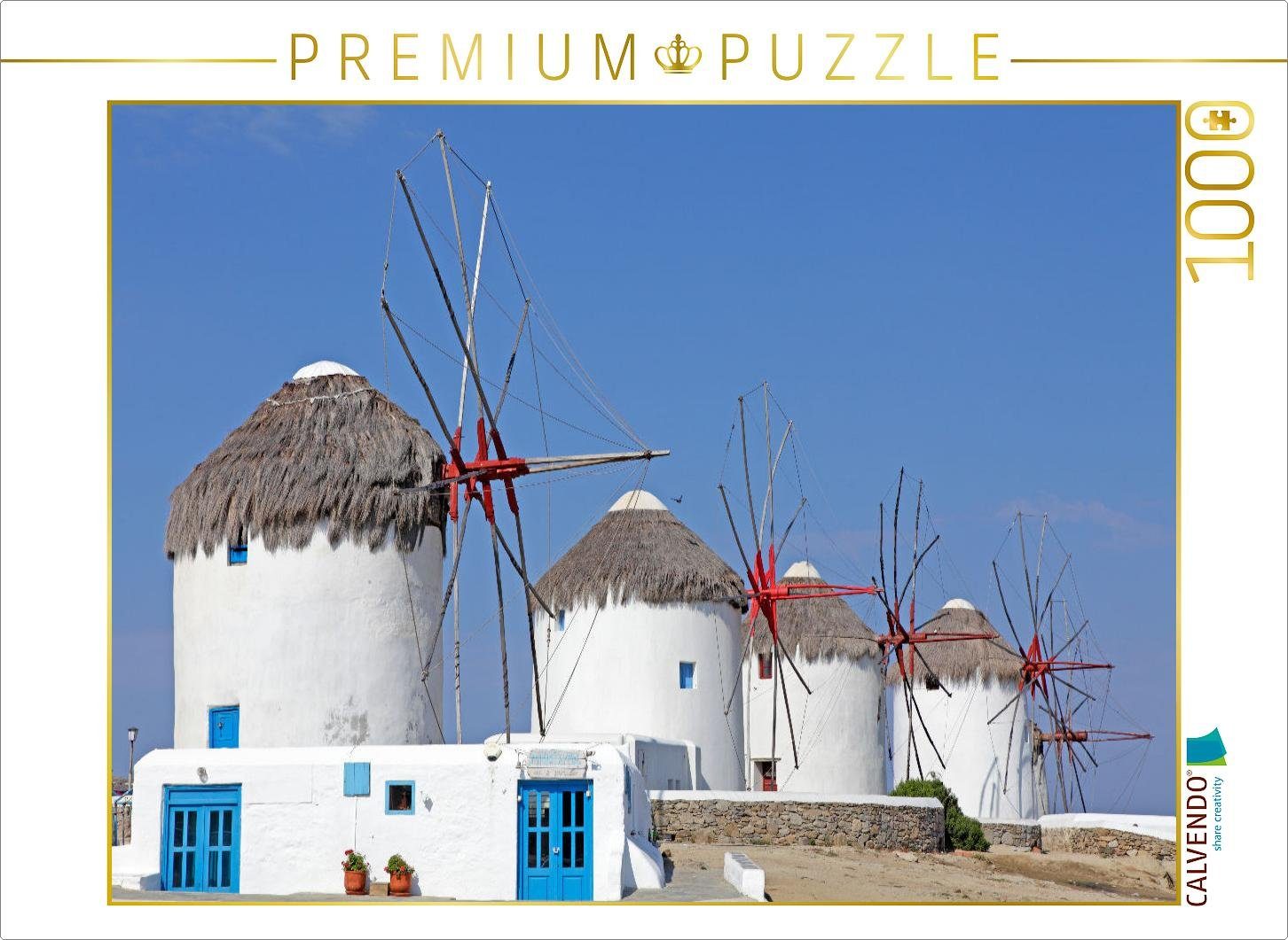 CALVENDO Puzzle CALVENDO Puzzle Windmühlen, Insel Mykonos 1000 Teile Lege-Größe 64 x 48 cm Foto-Puzzle Bild von Siegfried Kuttig, 1000 Puzzleteile