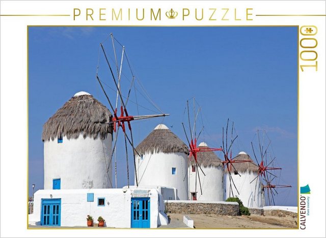 CALVENDO Puzzle CALVENDO Puzzle Windmühlen, Insel Mykonos 1000 Teile Lege-Größe 64 x 48 cm Foto-Puzzle Bild von Siegfried Kuttig, 1000 Puzzleteile