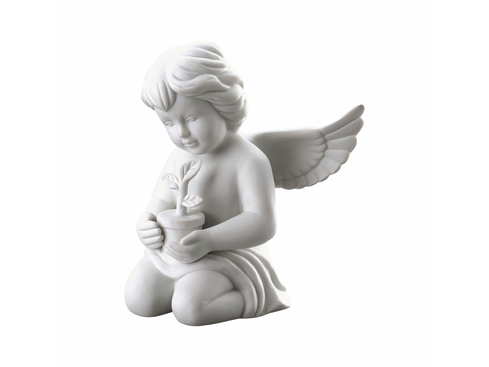Rosenthal Dekofigur Engel gross weiss matt mit Blumentopf 14cm, Figuren