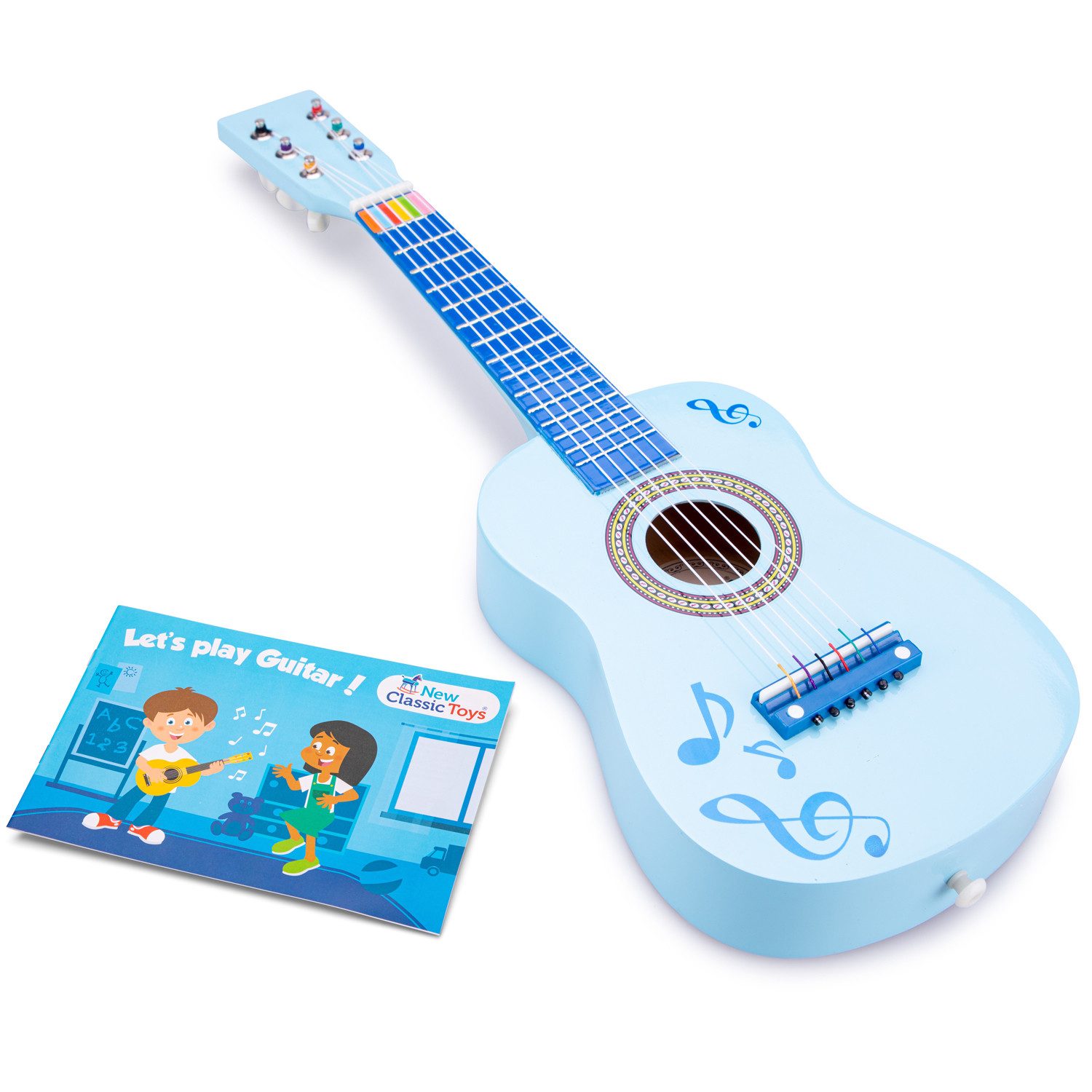 New Classic Toys® Spielzeug-Musikinstrument Gitarre blau mit Noten Kindergitarre Kinder-Instrument Musikspielzeug