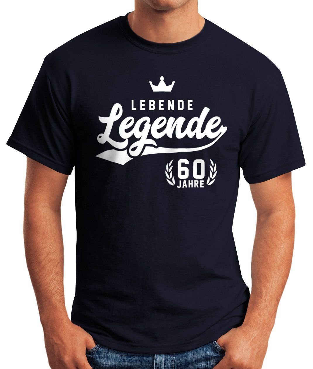 Legende Print-Shirt MoonWorks Print Krone mit Fun-Shirt navy T-Shirt Geburtstag 60 [object Herren Lebende Athletic Object]. Moonworks®