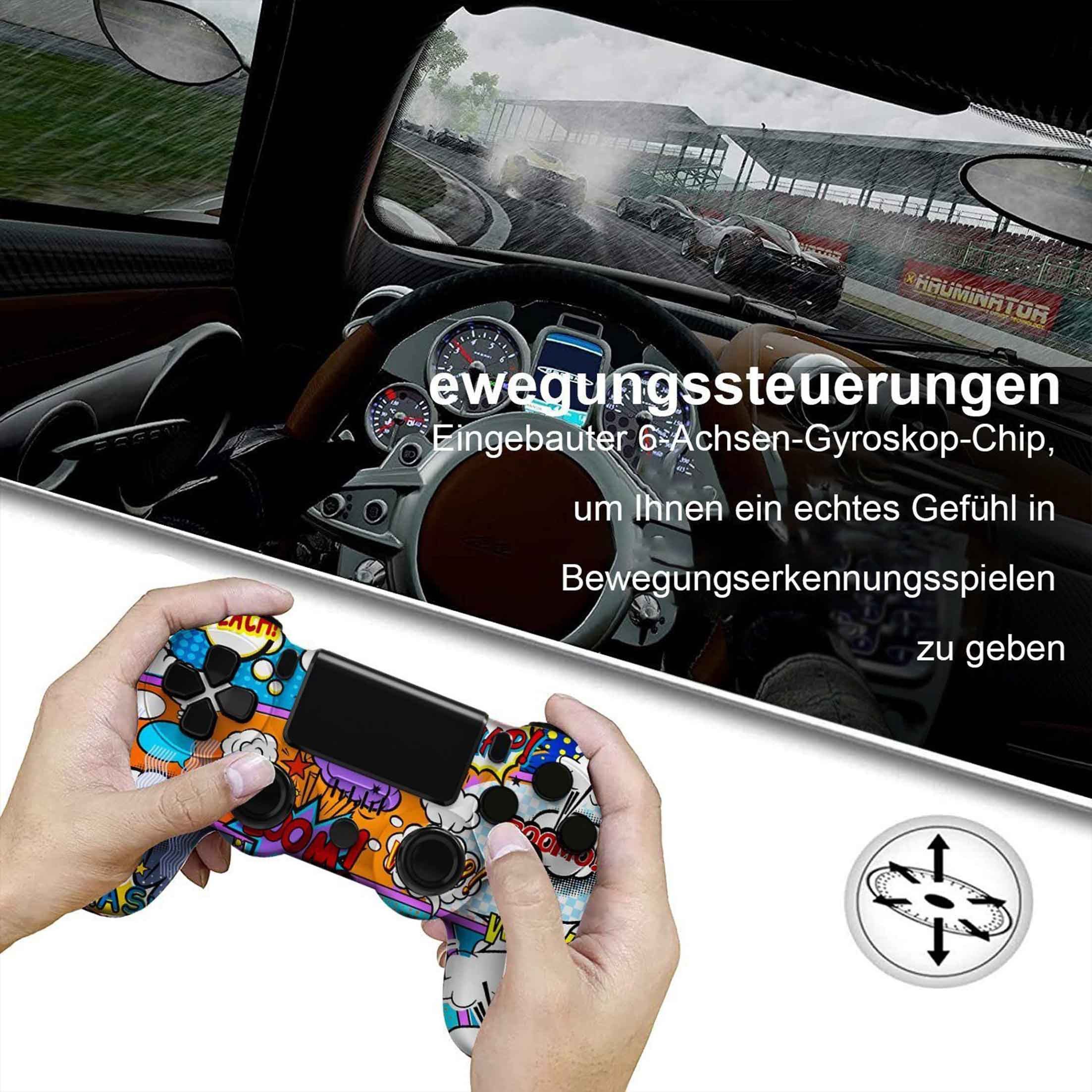 KINSI Wireless Gamepad, Controller, Bluetooth, für PS4 PlayStation 4-Controller (Doppelte Vibration, wiederaufladbare Batterie)
