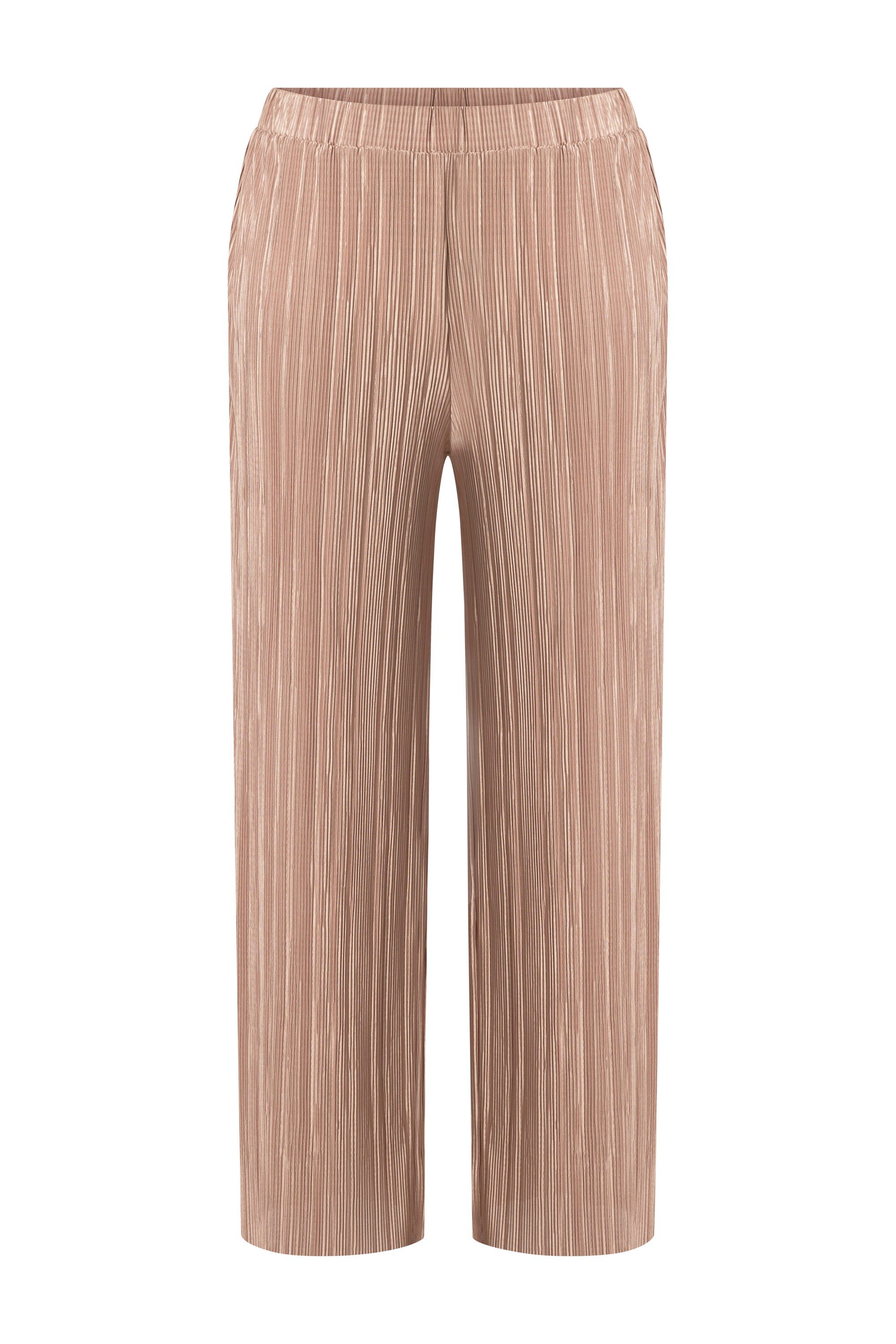 Ulla Popken Funktionshose Plissee-Hose weites Bein High Waist Elastikbund