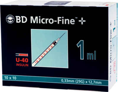 Becton Dickinson Feindosierspritze BD Micro-Fine+Insulinspritze 1ml U40 0,33x12,7mm, (Spar-Set, 29G, Weltweiter Bestseller, 100-St., Diabetesmanagement, Steril verpackt), Präzise Dosierung, Schmerzarme Insulininjektion, Blutzuckerüberwachung