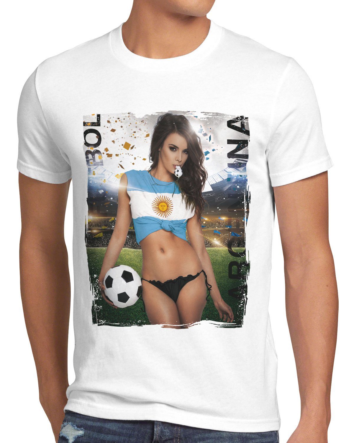 Girl Soccer Deutschland EM style3 Fußball T-Shirt Print-Shirt Herren Germany Trikot Weiss 2022