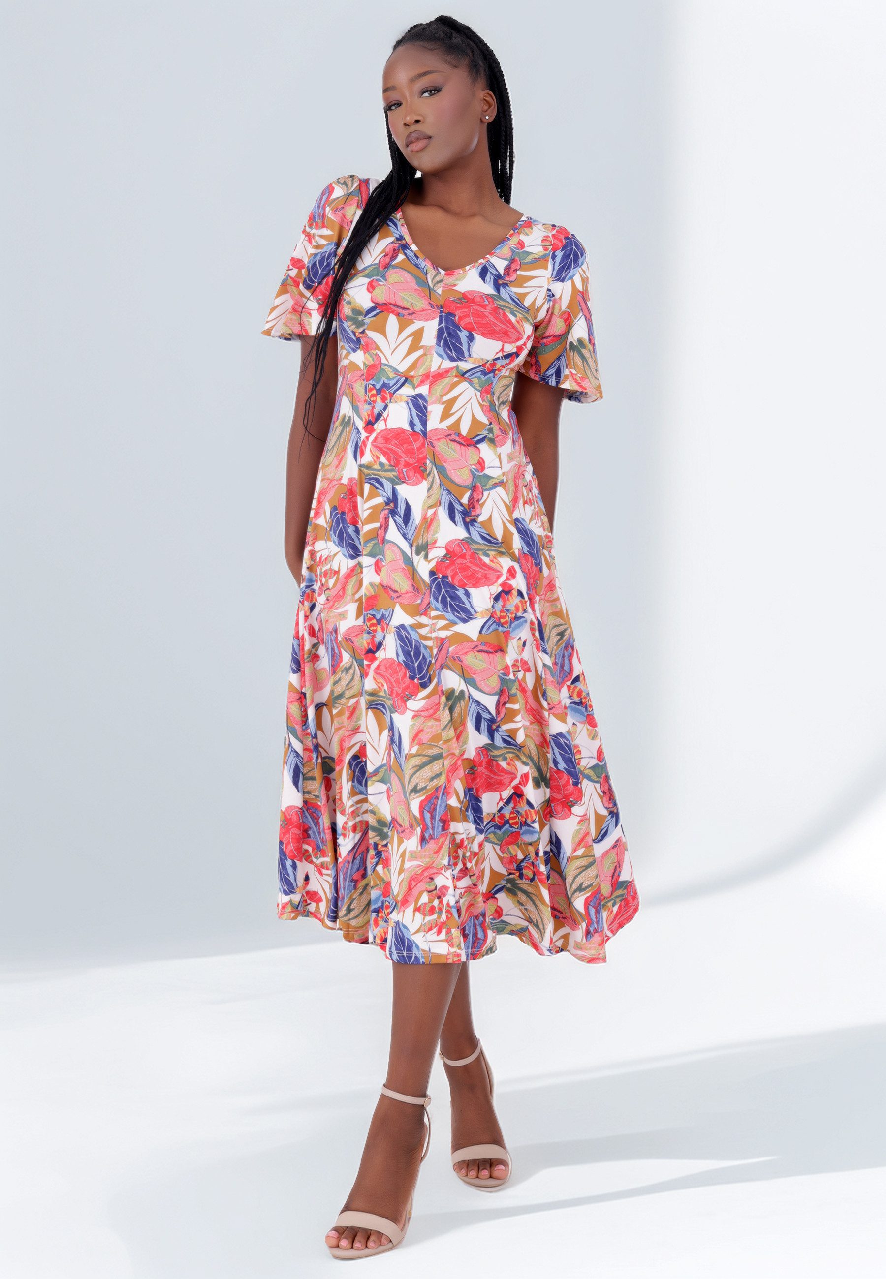 YC Fashion & Style Sommerkleid mit Rückenausschnitt und lebendigem Muster A günstig online kaufen