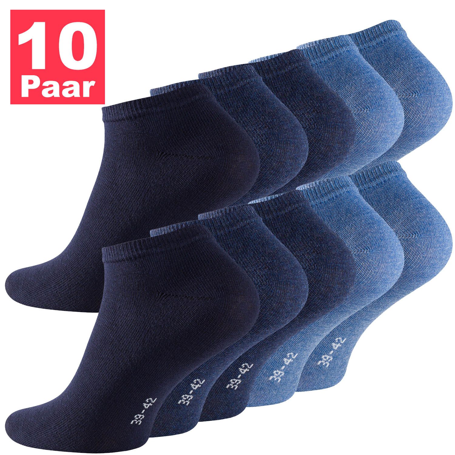 Reslad Sneakersocken Damen & Herren Sneaker Socken Kurz (10 x Paar) für Frauen & Männer (10-Paar) Sneakersocken Füßlinge Unisex