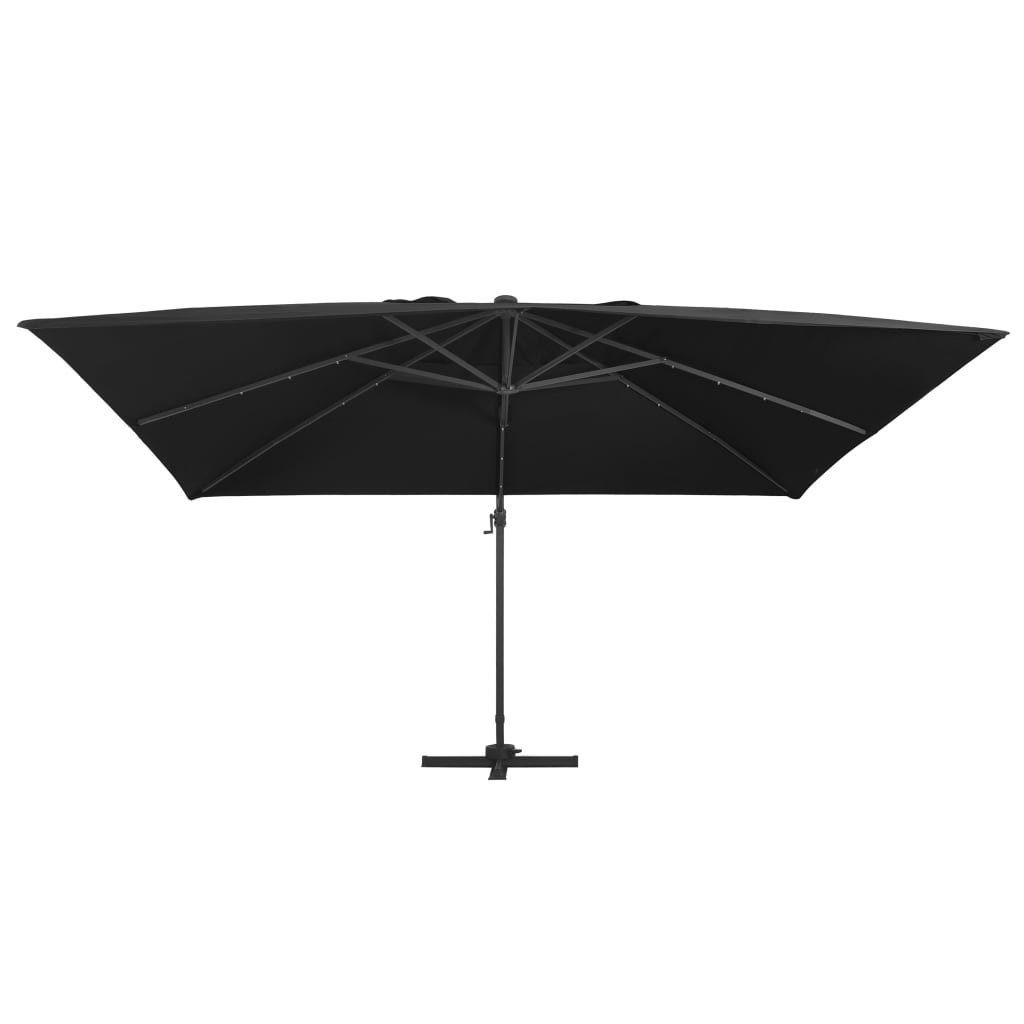 vidaXL Sonnenschirm Ampelschirm mit LED-Leuchten und Alu-Mast 400x300 cm Schwarz