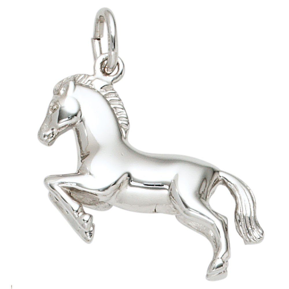 925 Kettenanhänger Silber rhodiniert aus Sterlingsilber Pferd Krone Halsschmuck, 925 Silber Schmuck Anhänger