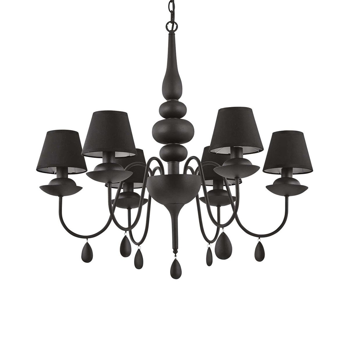Ideal Lux Люстры Blanche Metall Люстры SP6, Schwarz, Ø: 78 cm, LED wechselbar, Hängeleuchte