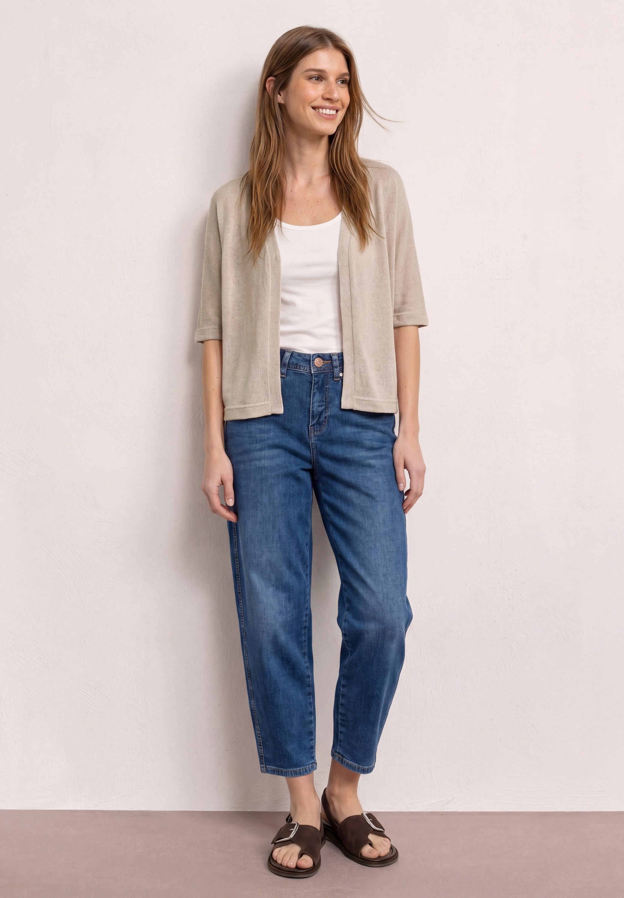 STREET ONE Strickjacke Kurzarm Jacke im Strick-Look mit Glitzer