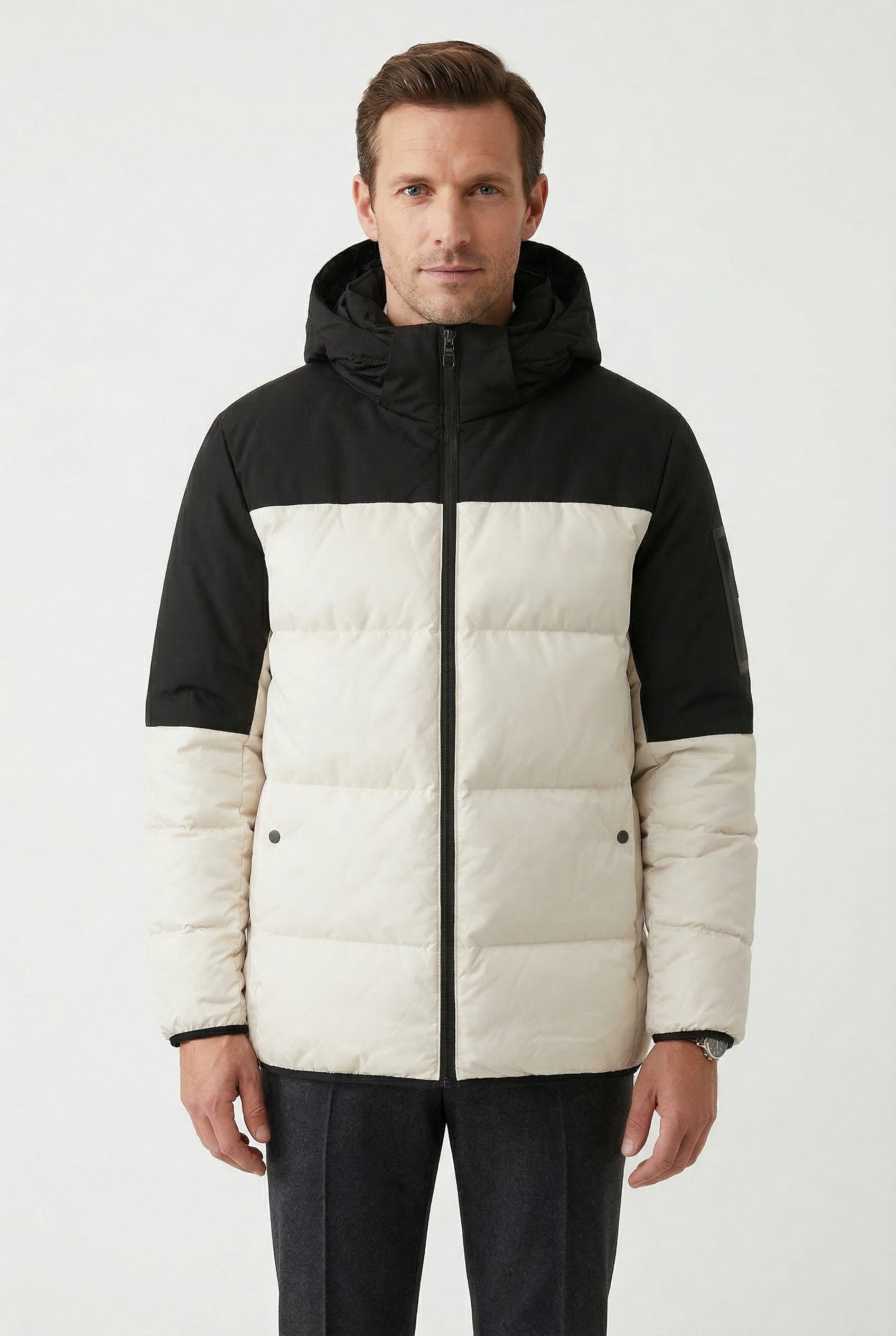 BOSS GREEN Daunenjacke abnehmbare Kapuze, Regular Fit, warm wattiert