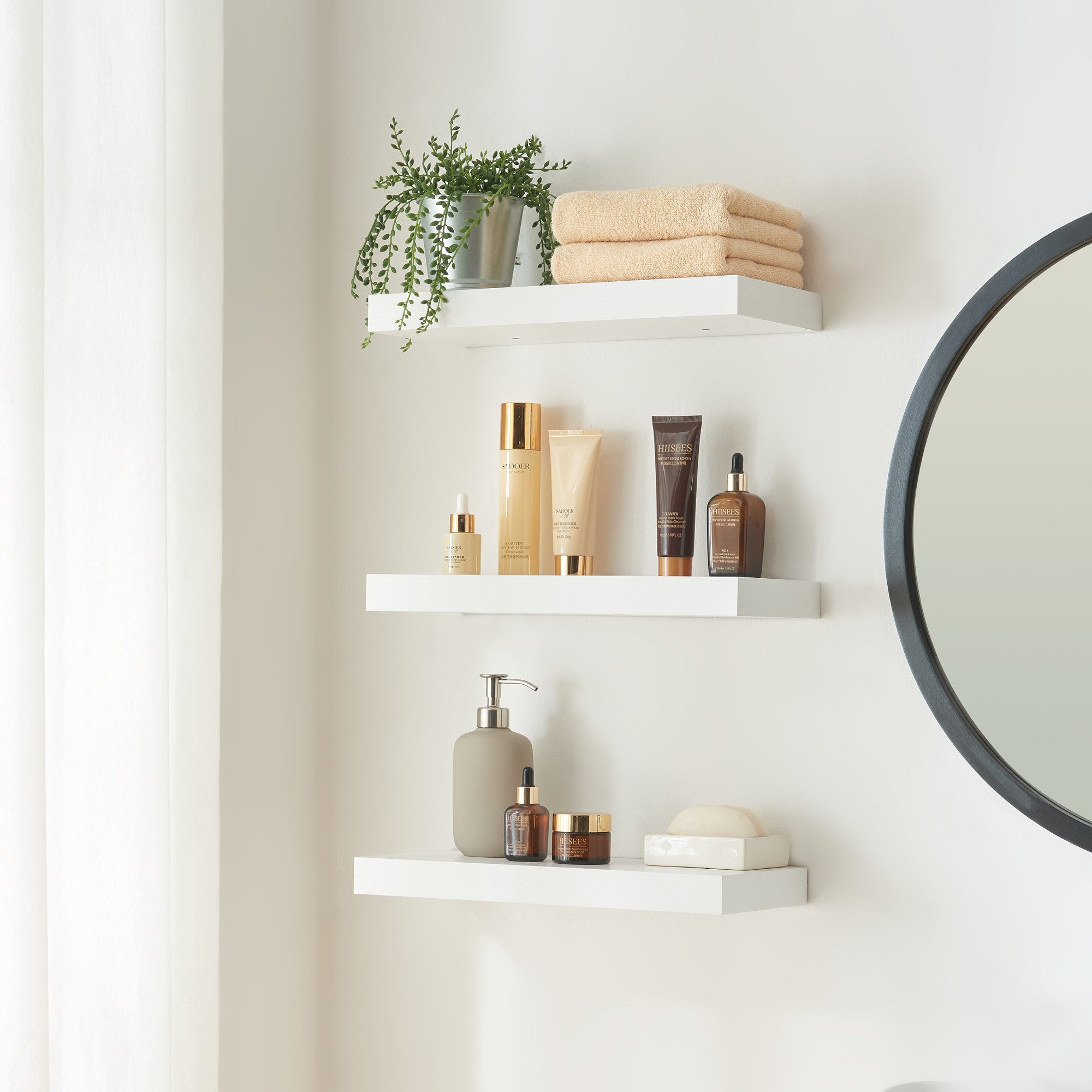 en.casa Wandregal, 3-tlg., »Stranda« 3er Set 40 x 17 x 4 cm Weiß günstig online kaufen