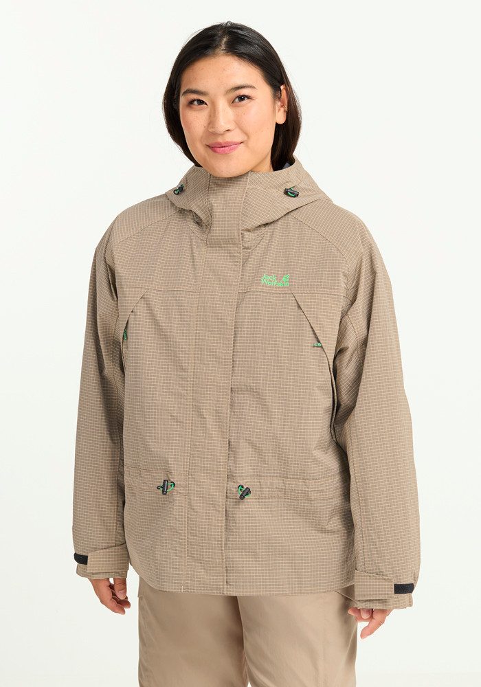 Jack Wolfskin Funktionsjacke FIND THE WILD 2L JKT W wasserdicht, atmungsaktiv, Übergangsjacke, kontrastfarbige Details