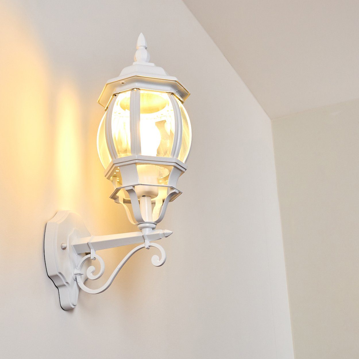 hofstein Außen-Wandleuchte »Meyen« Außenwandlampe, Aluguss in Weiß m. Kunststoff-Scheiben, ohne Leuchtmittel, m. E27, Außenleuchte aufwärts