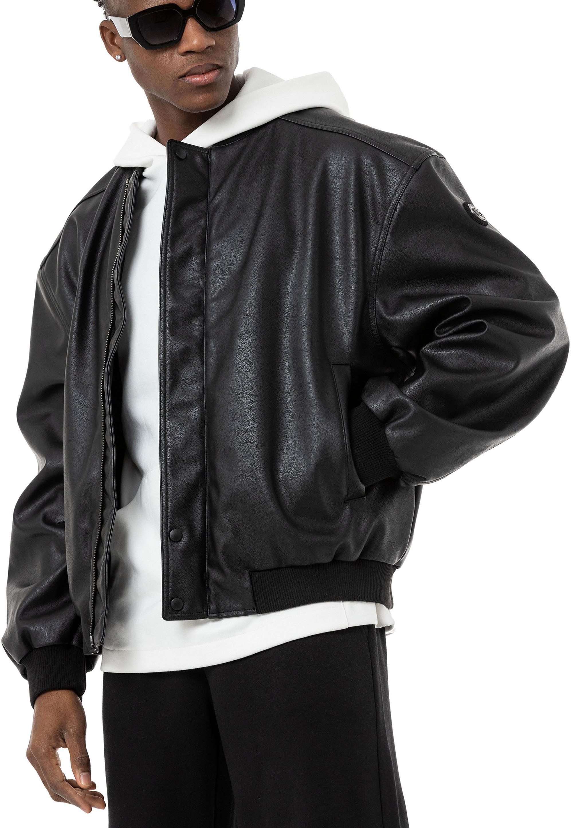 RedBridge Lederimitatjacke Herren Kunstleder Bomberjacke Oversize günstig online kaufen