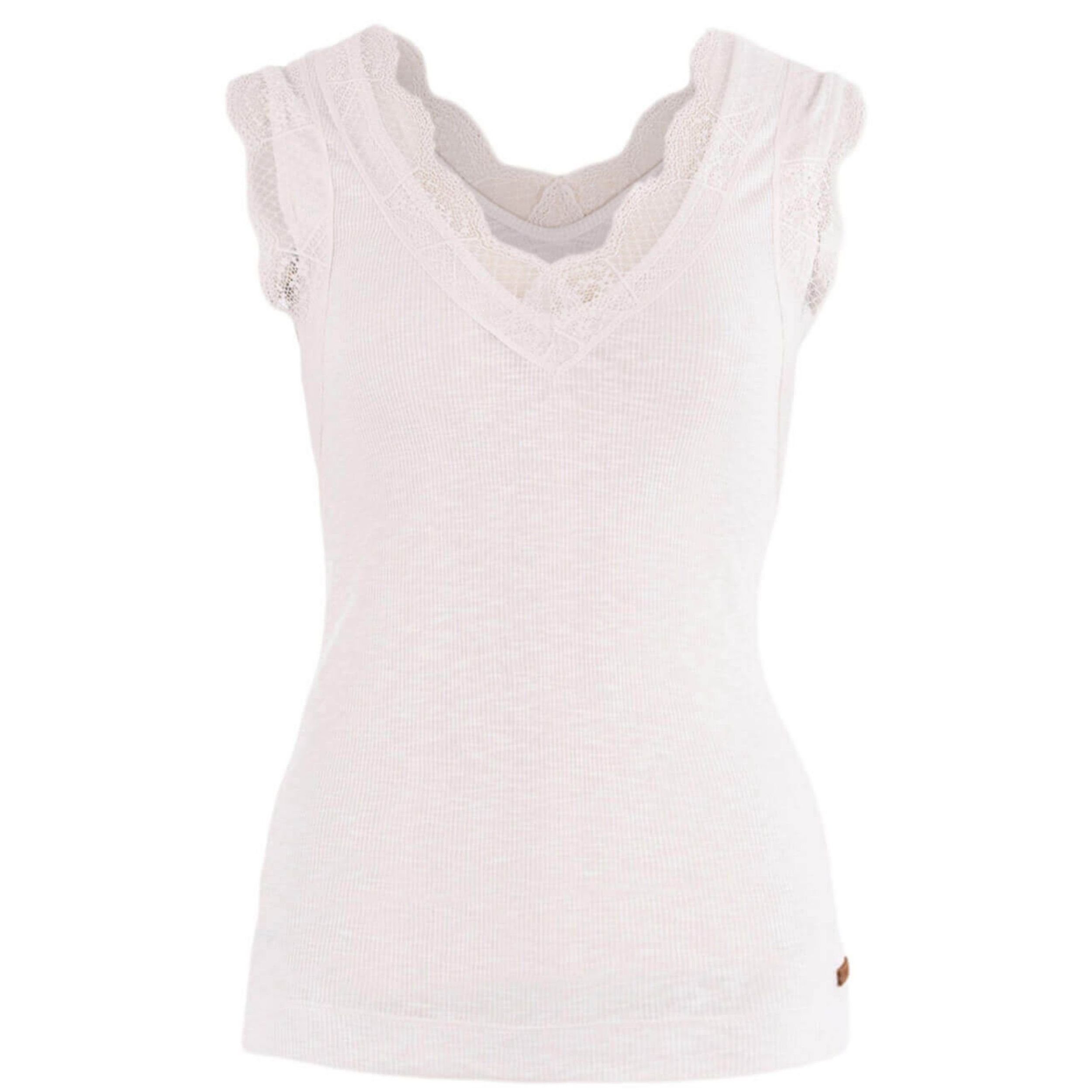 Moscow Design Trägertop Lace Top mit Spitze Rippstricktop aus Baumwolle in versch. Farben