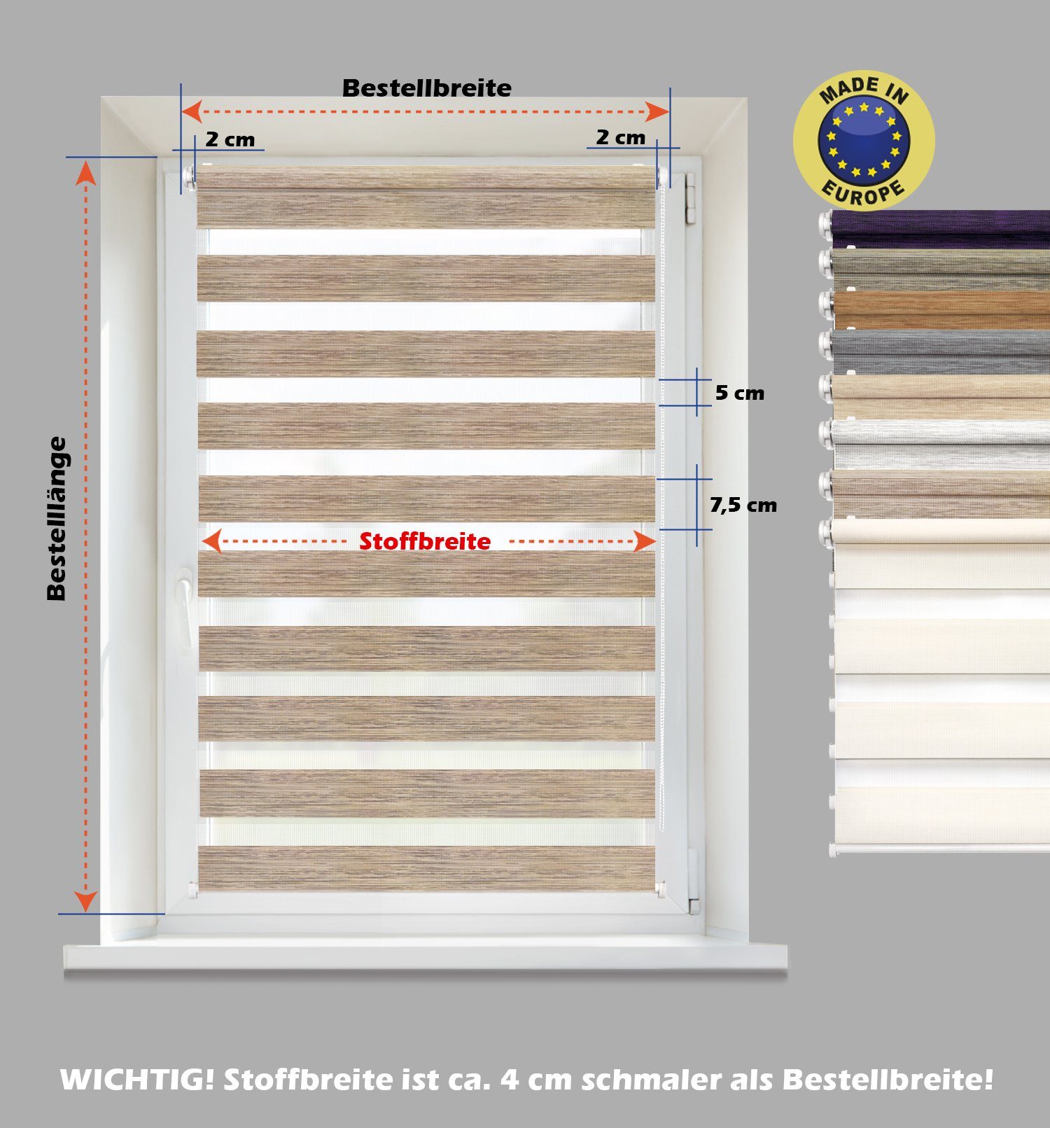 Doppelrollo Duo Rollo Klemmfix ohne Bohren für Fenster Rollos Faltrollo "Natural", DomDeco, Klemm- oder Schraubmontage, Klemmbar, Kettenzug, ohne Bohren, Sicht- und Blendschutz