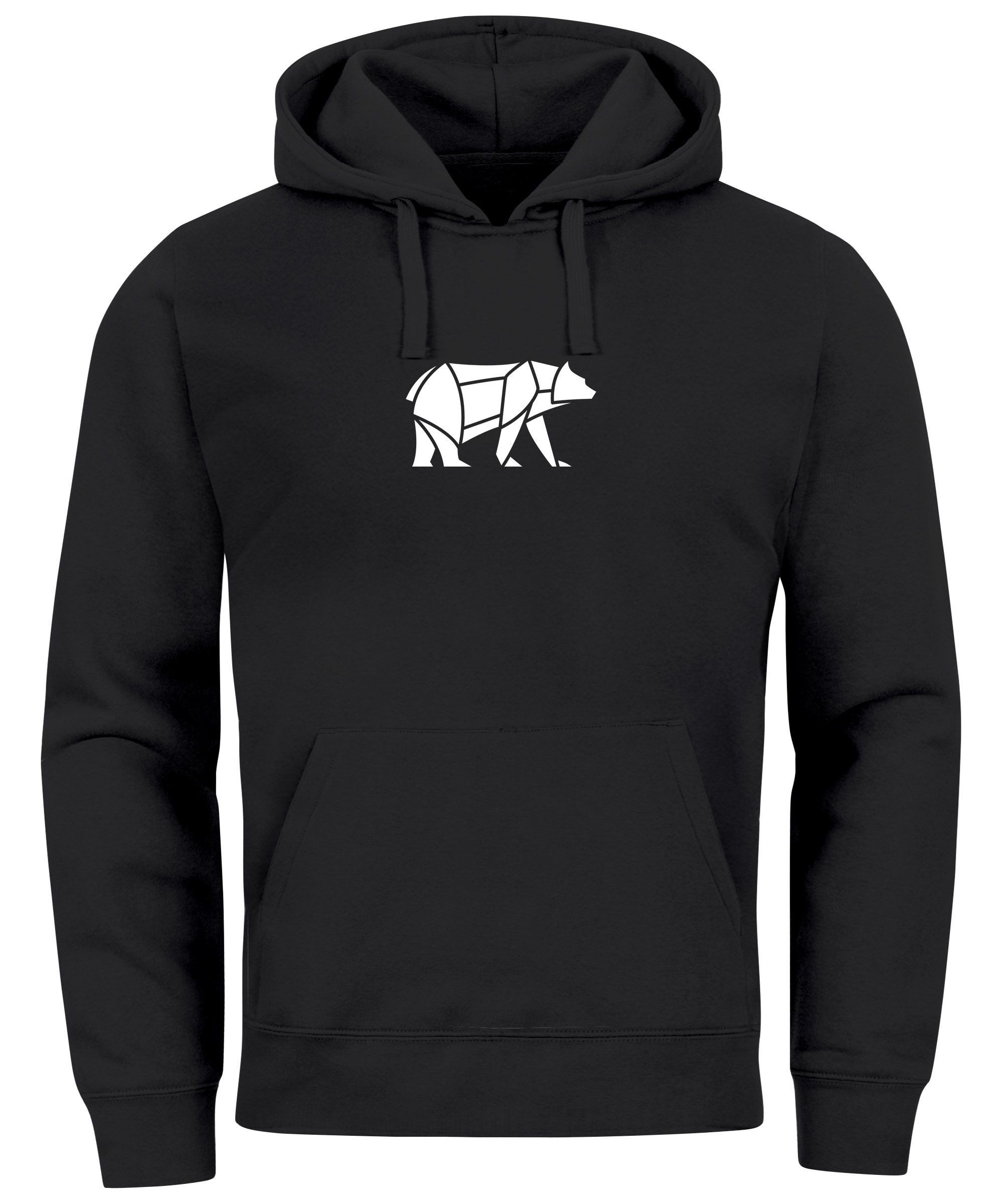 Neverless Hoodie Hoodie Herren Aufdruck Polygon Design Print Bär Bear Tierm günstig online kaufen
