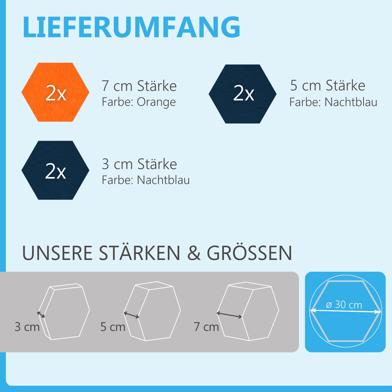 platino24 Akustikplatte 6 Absorber Wabenform aus Basotect ® G+ 3D-Effekt